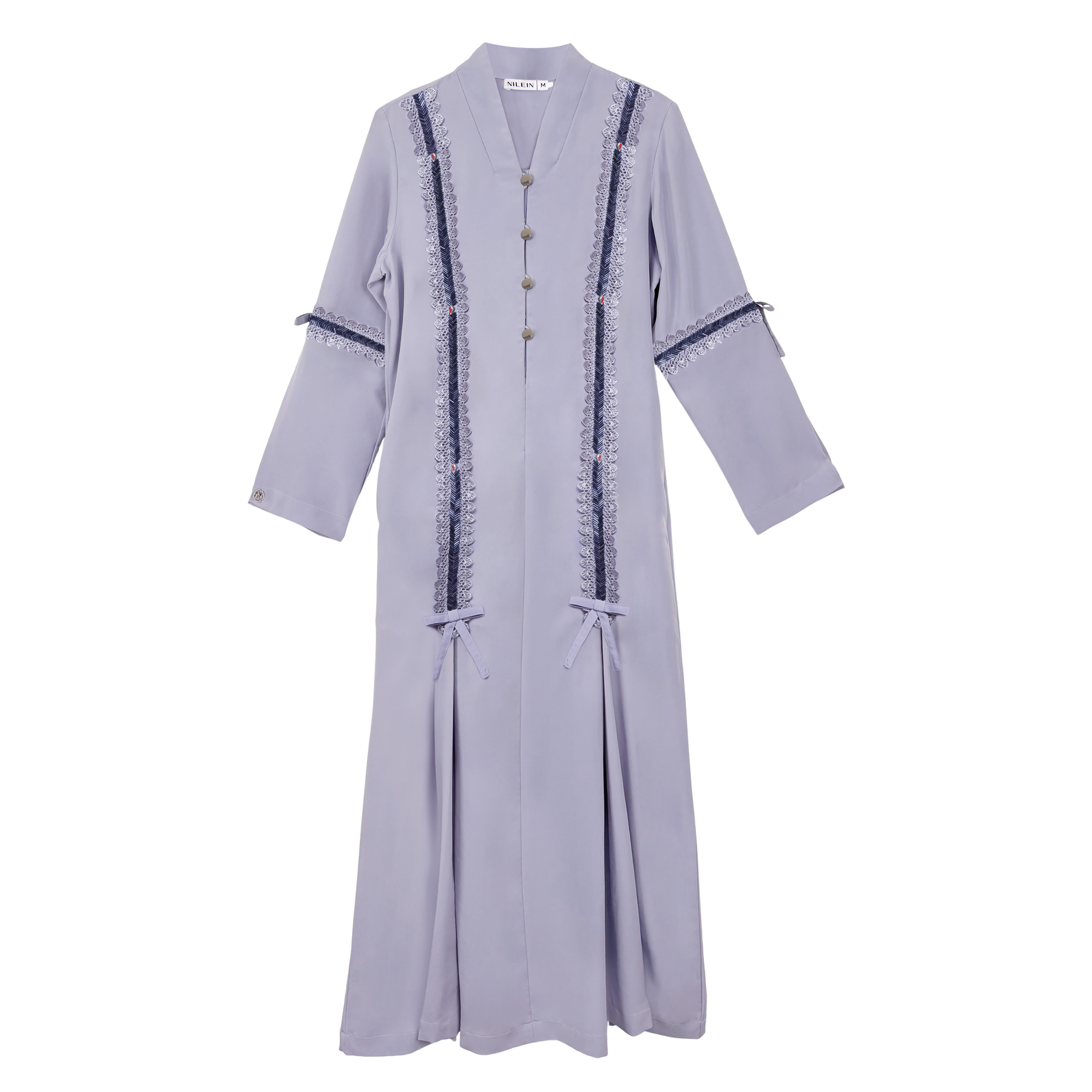 Abaya Sequence Full Accent in Premium Crepe - Grey