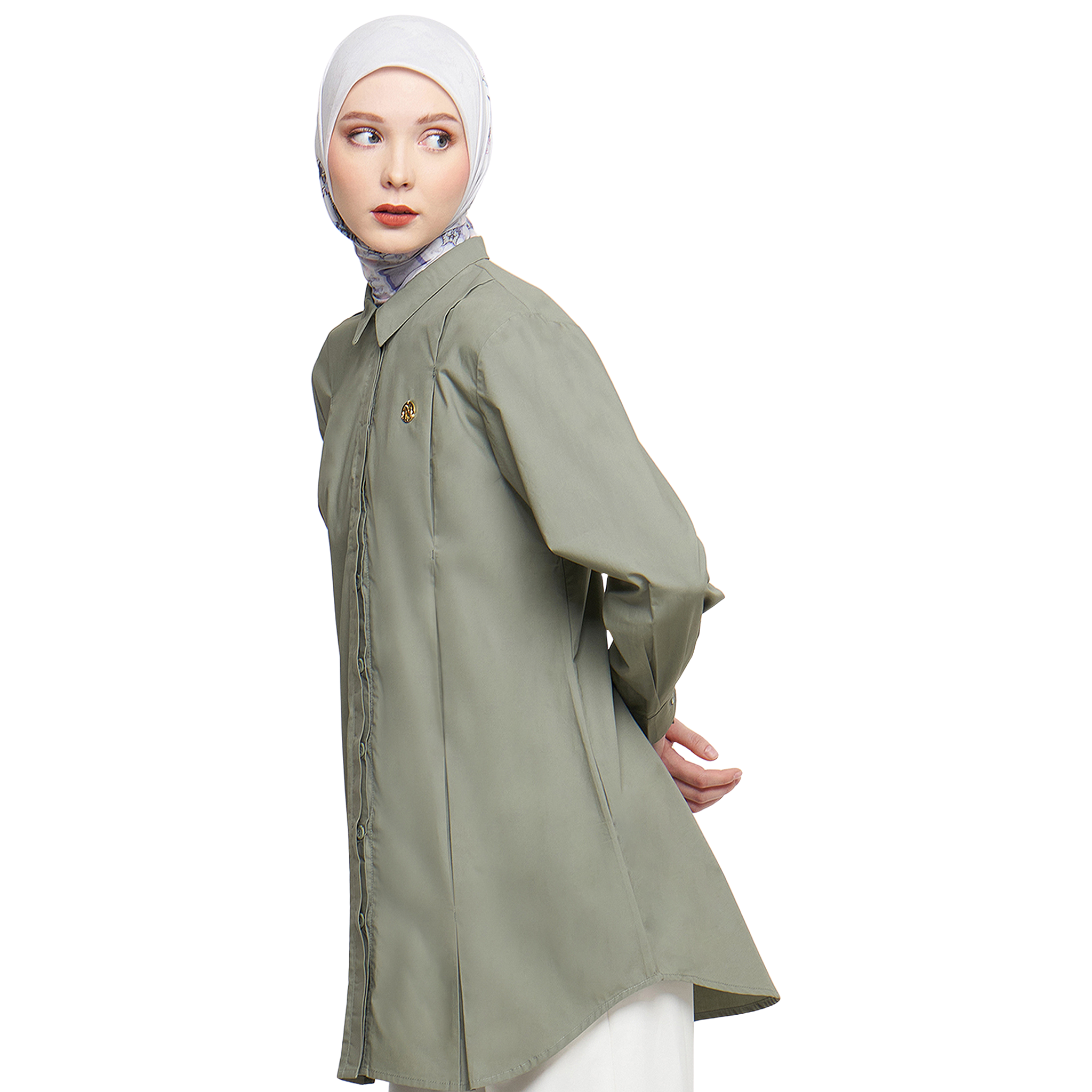 Cotton Firmed Shirt with Bartack - Green