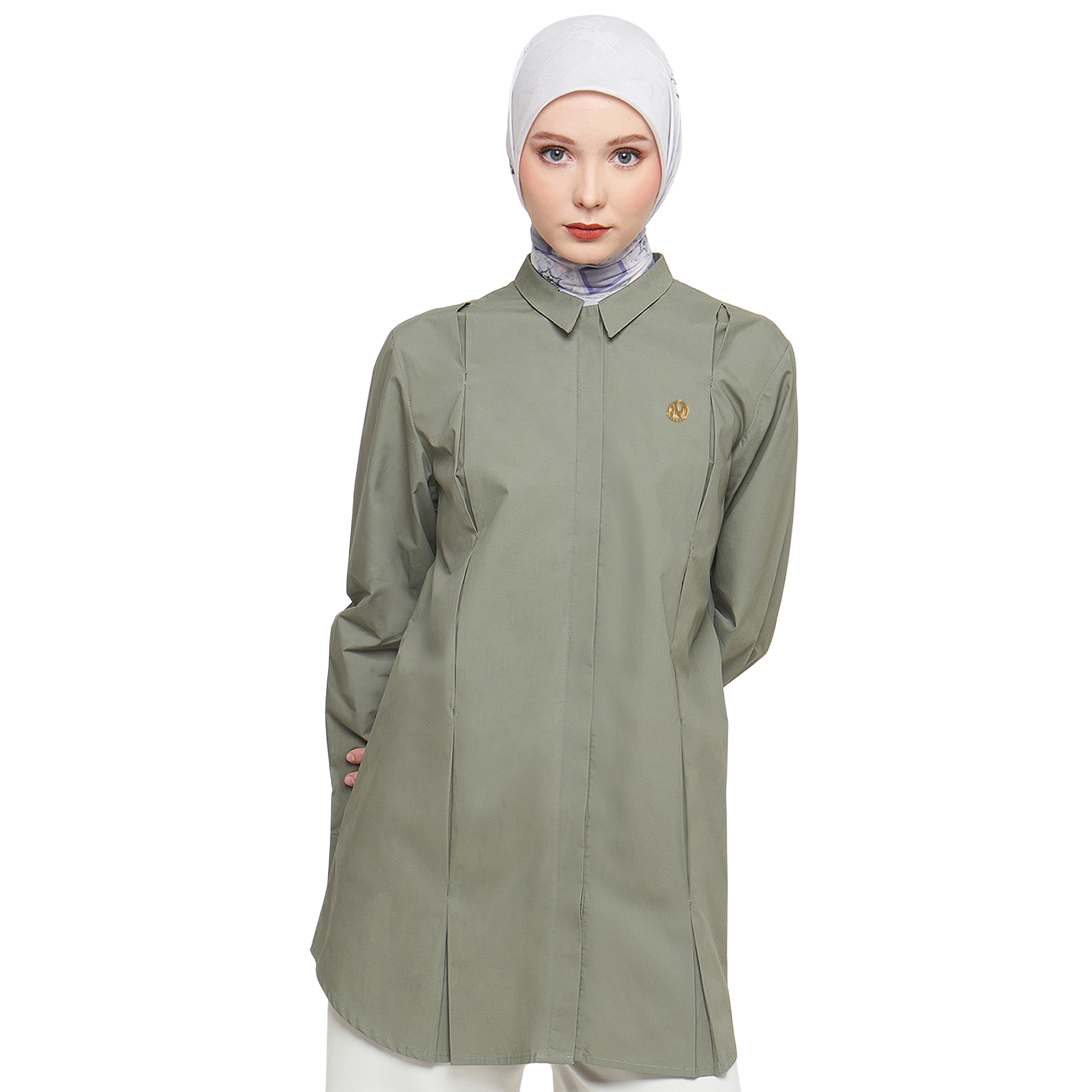 Cotton Firmed Shirt with Bartack - Green