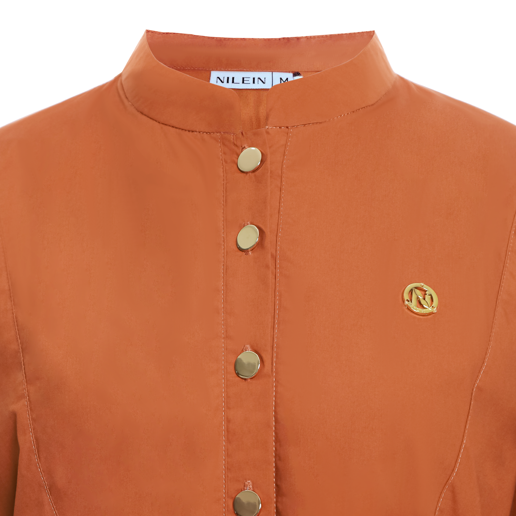 Cotton Long Dress with Puff Sleeve - Terracotta