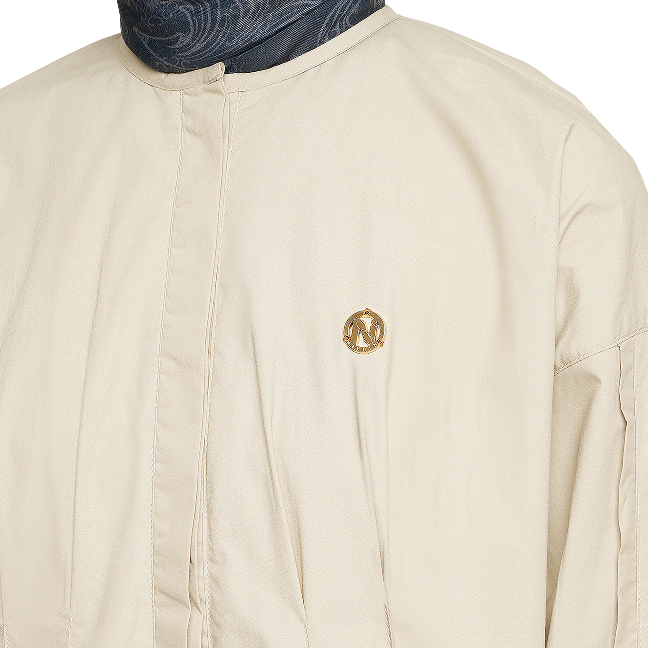 Cotton Blouse with Body Pleats - Cream