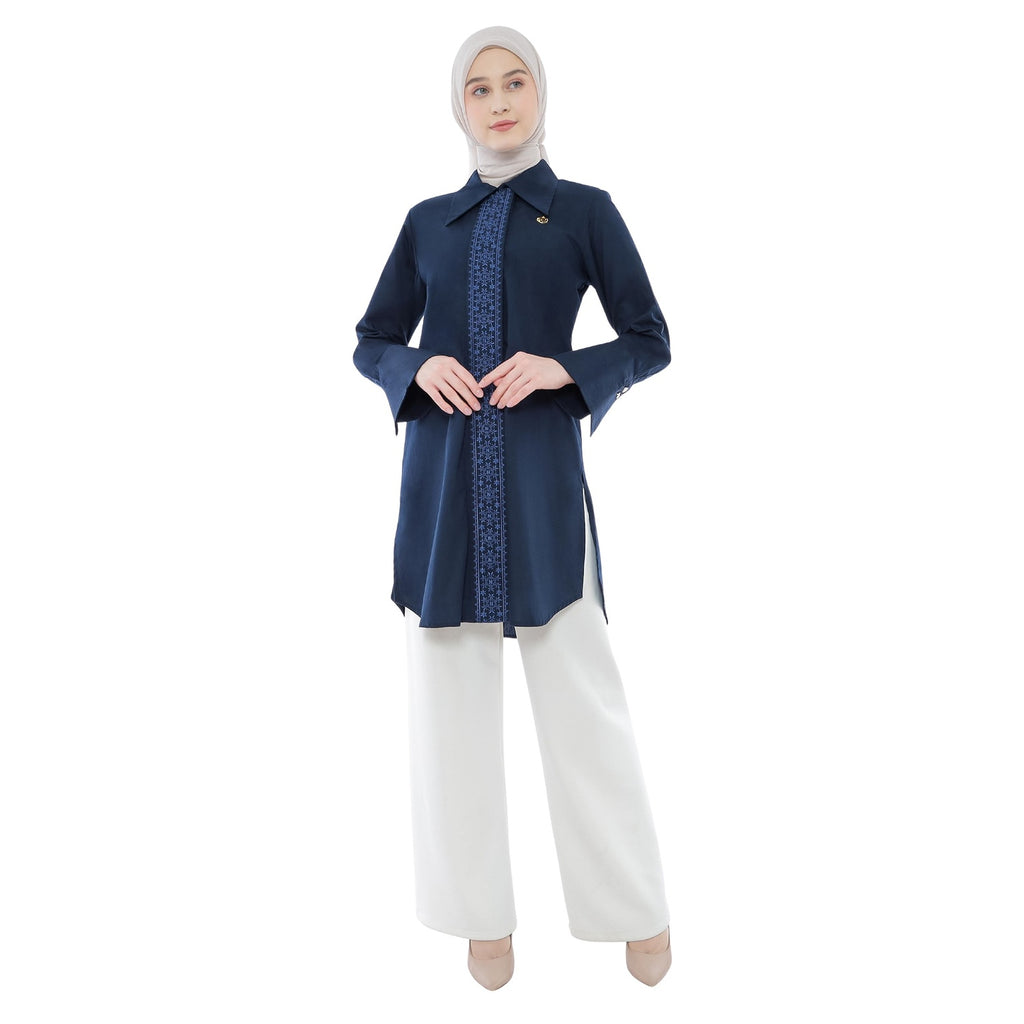 Embroidery Tunic - Navy