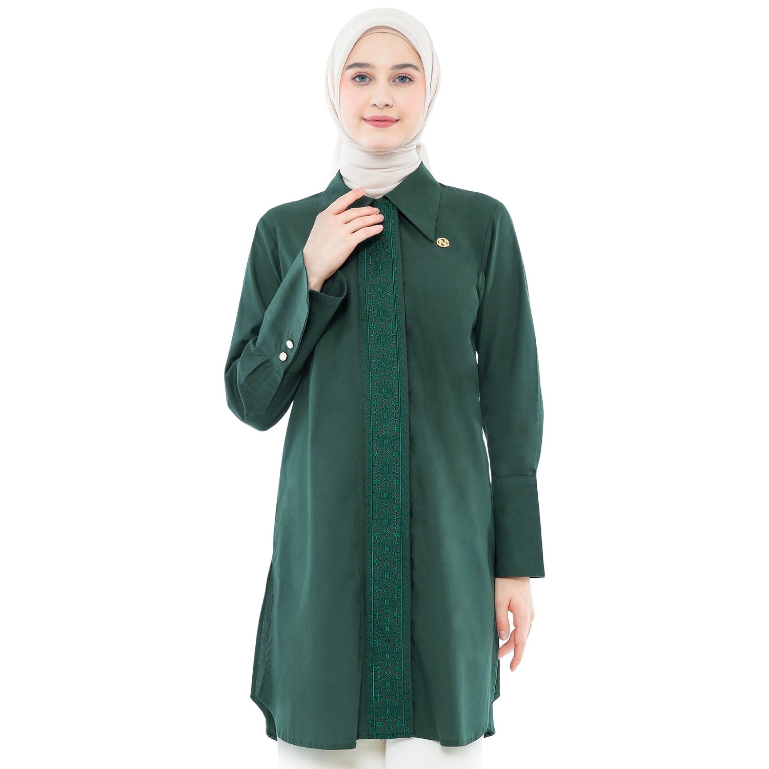 Embroidery Tunic - Emerald
