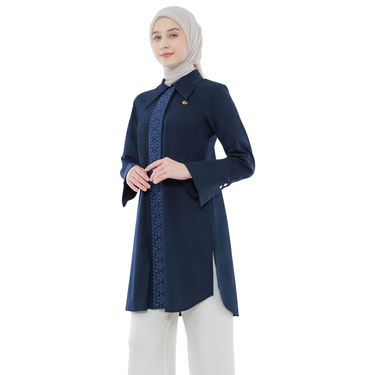 Embroidery Tunic - Navy