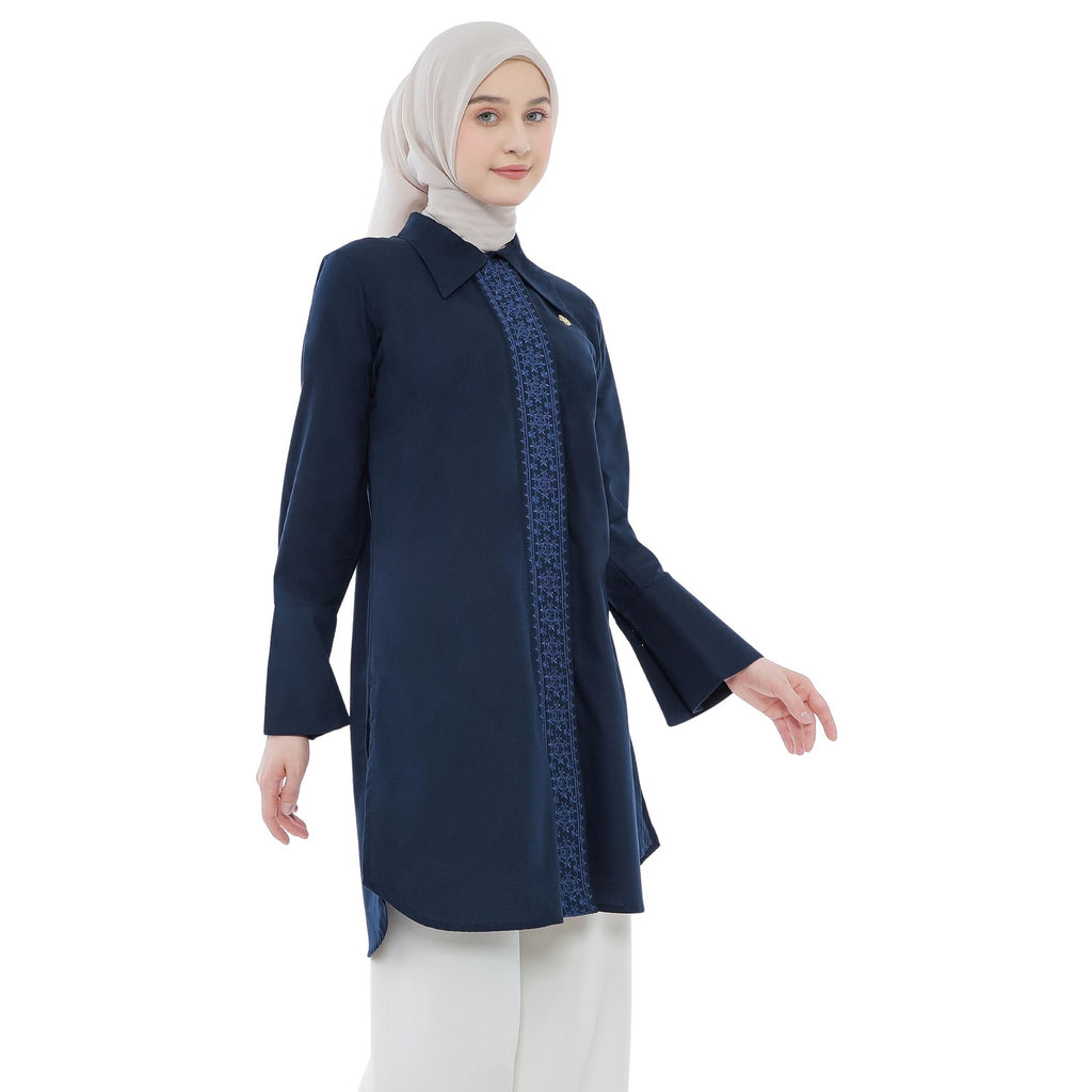 Embroidery Tunic - Navy