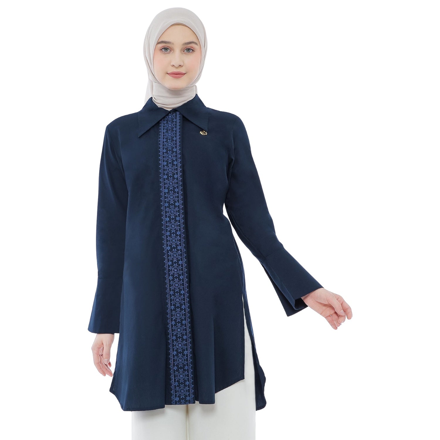 Embroidery Tunic - Navy
