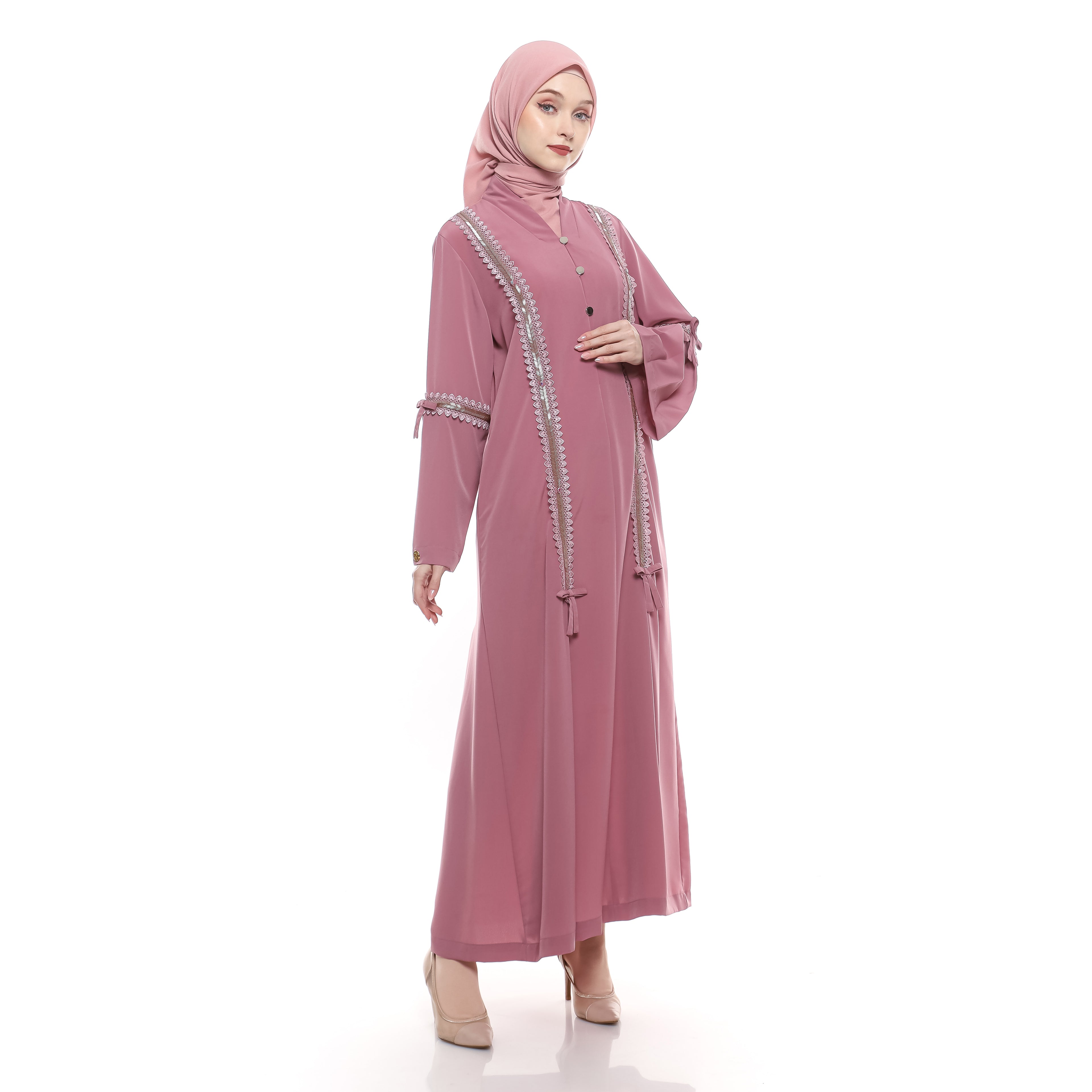 Abaya Dusty Sequence Full Accent