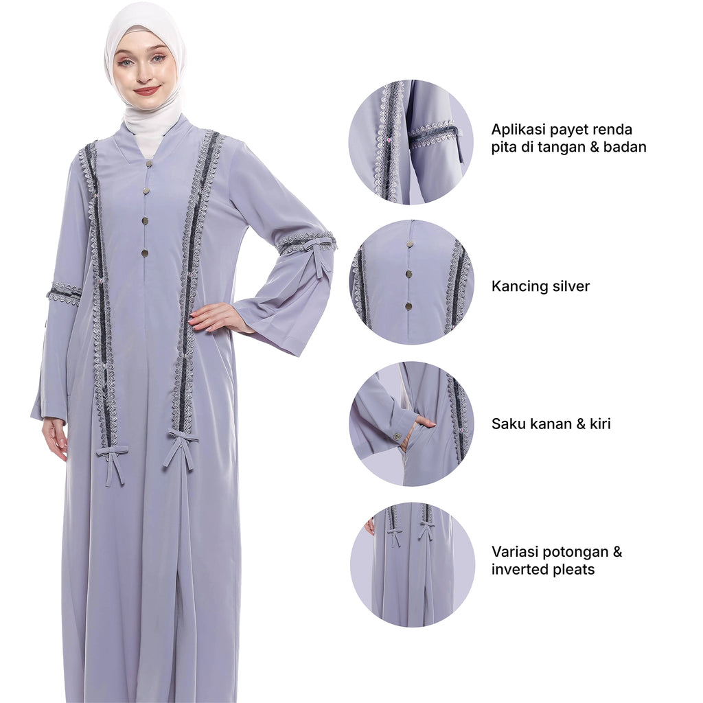 Abaya Grey Sequence Full Accent