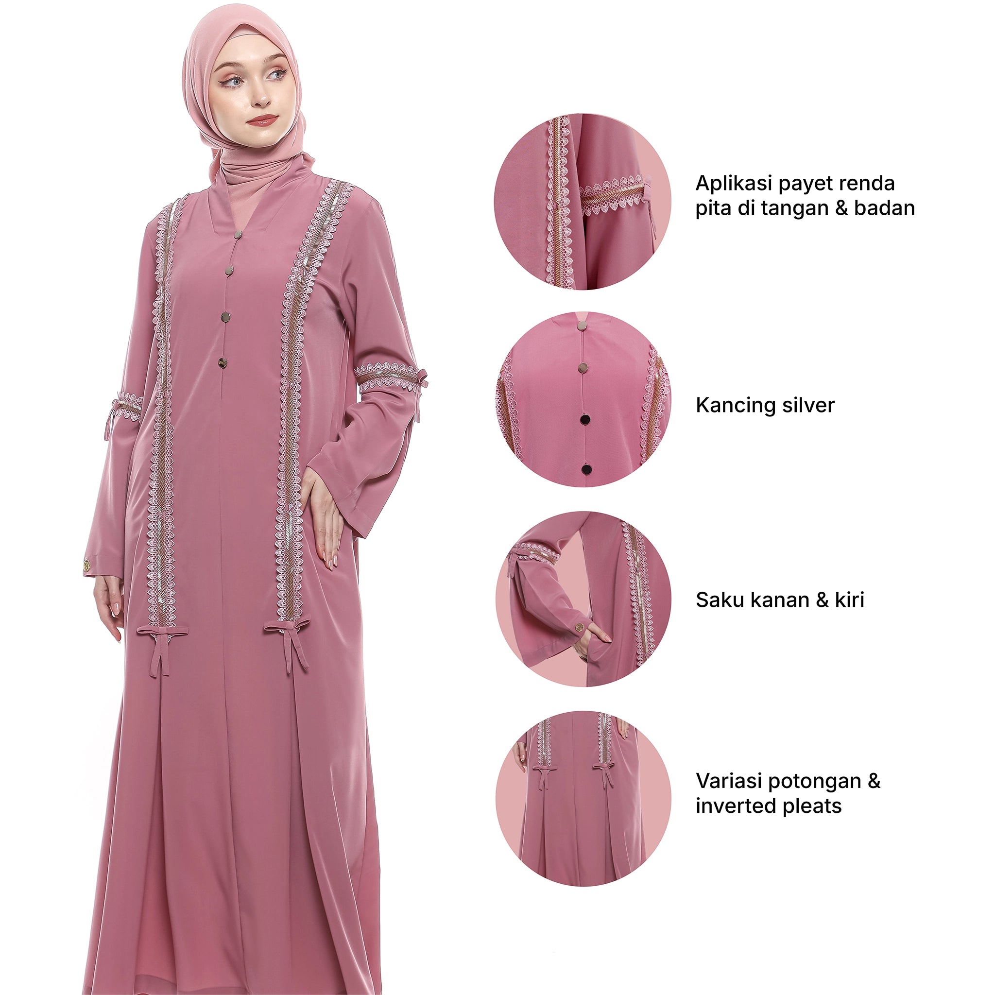 Abaya Dusty Sequence Full Accent