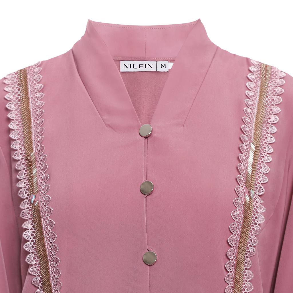 Abaya Sequence Full Accent in Premium Crepe - Dusty