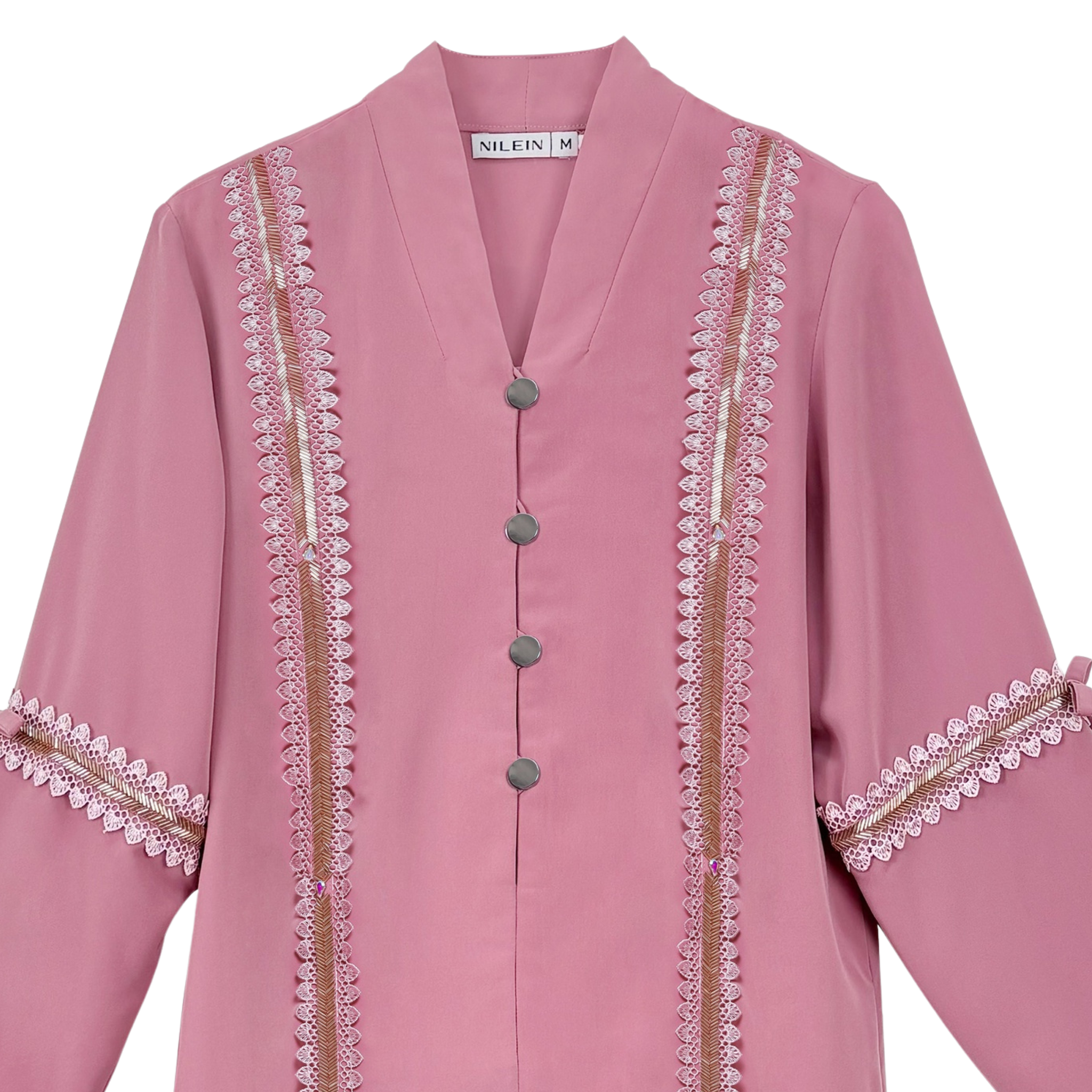 Abaya Sequence Full Accent in Premium Crepe - Dusty