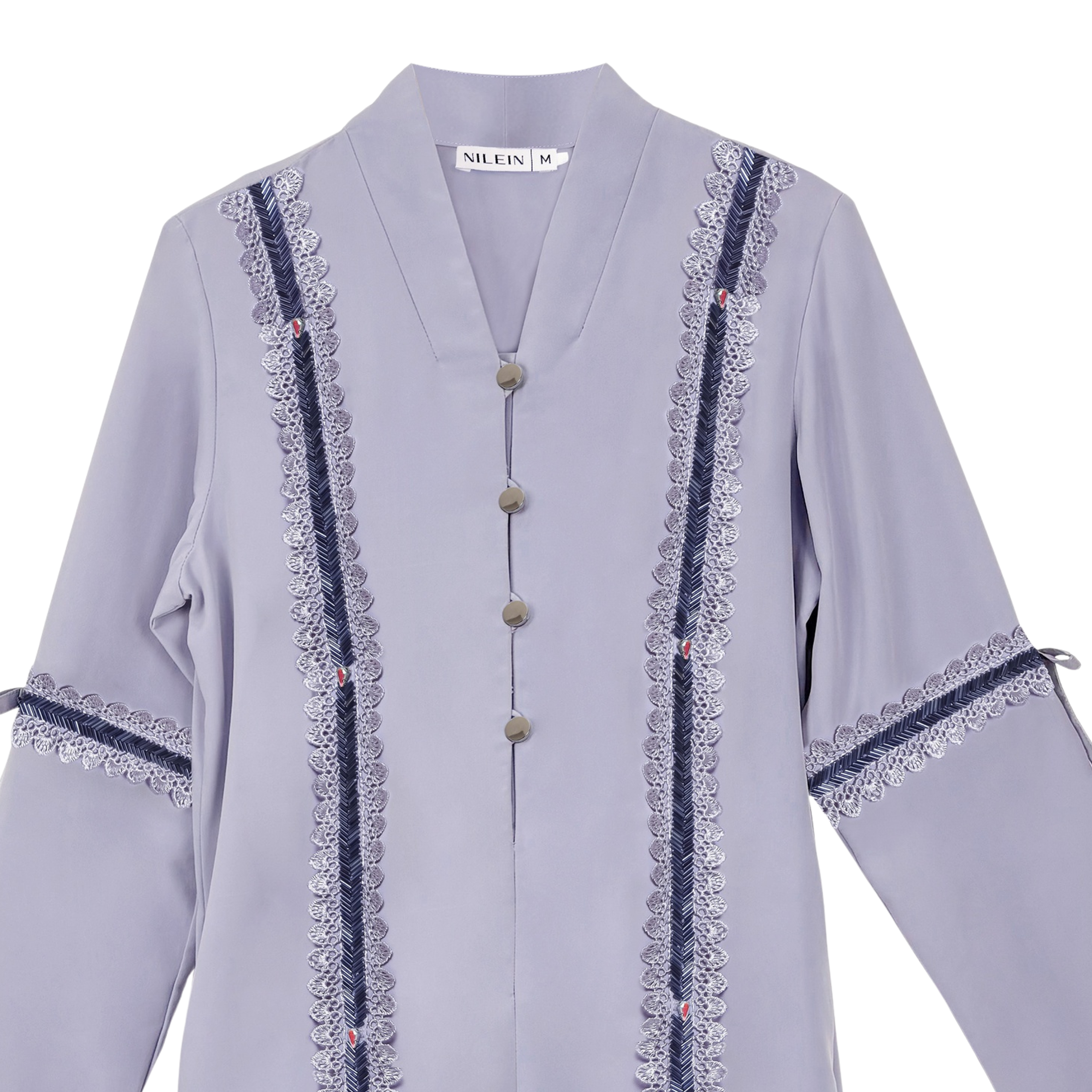 Abaya Sequence Full Accent in Premium Crepe - Grey