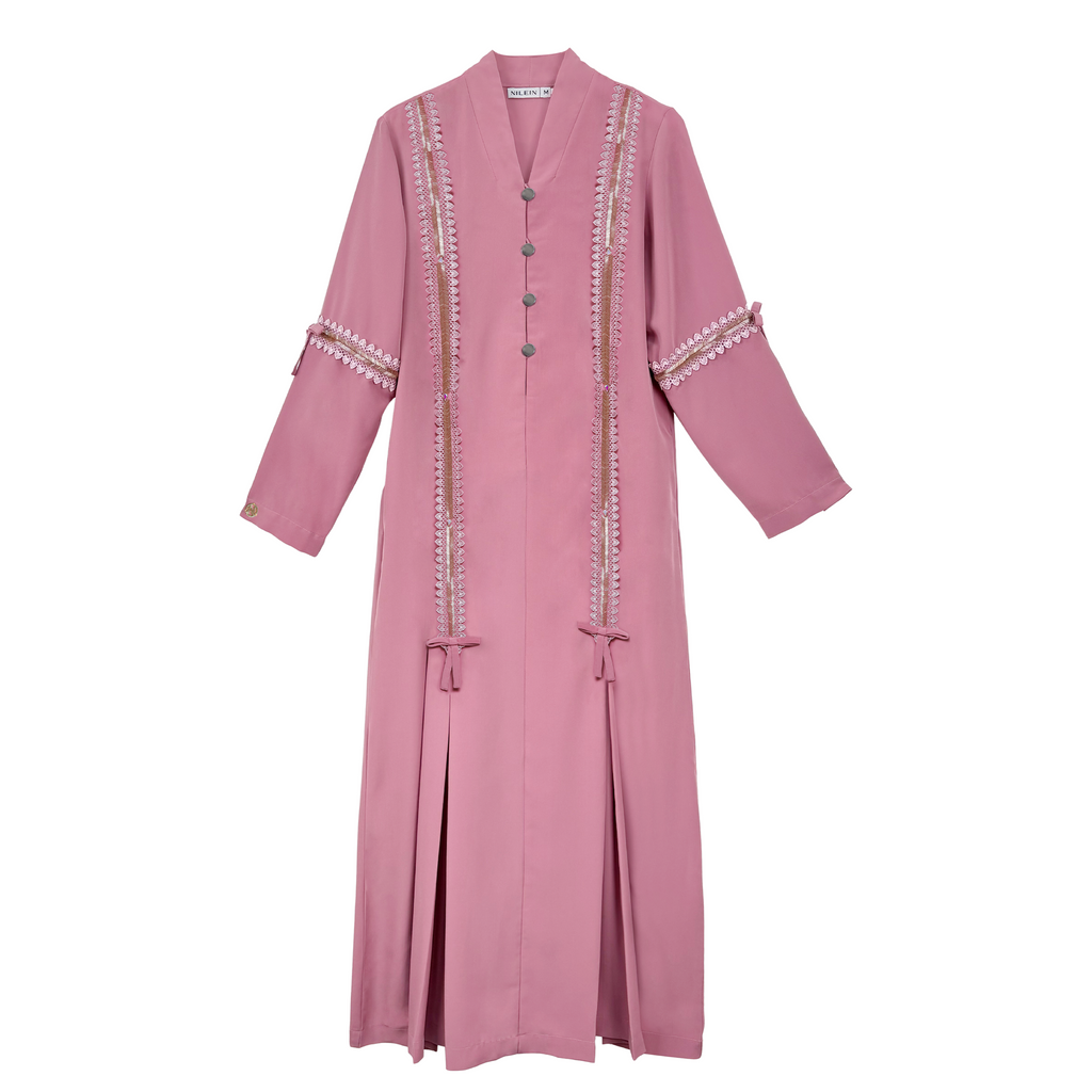 Abaya Sequence Full Accent in Premium Crepe - Dusty