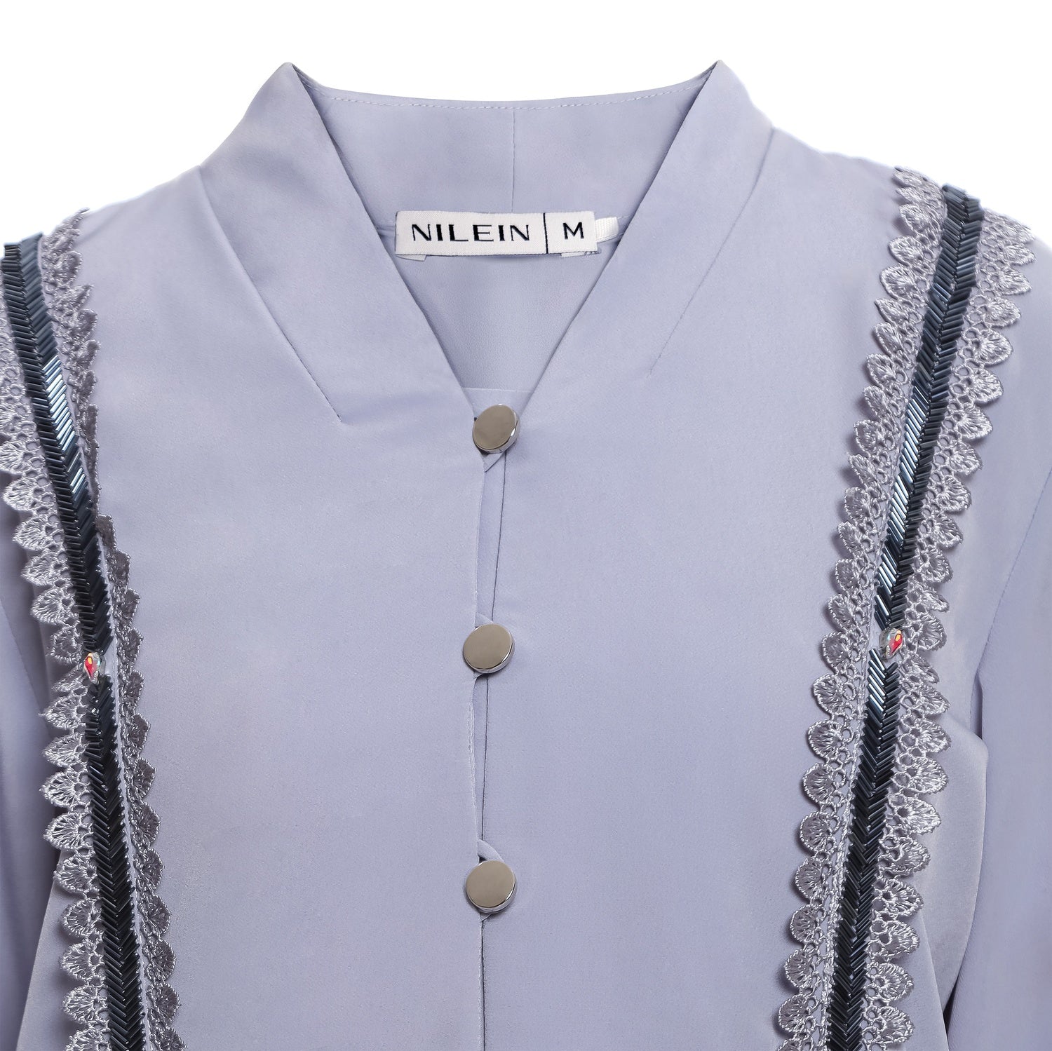 Abaya Sequence Full Accent in Premium Crepe - Grey