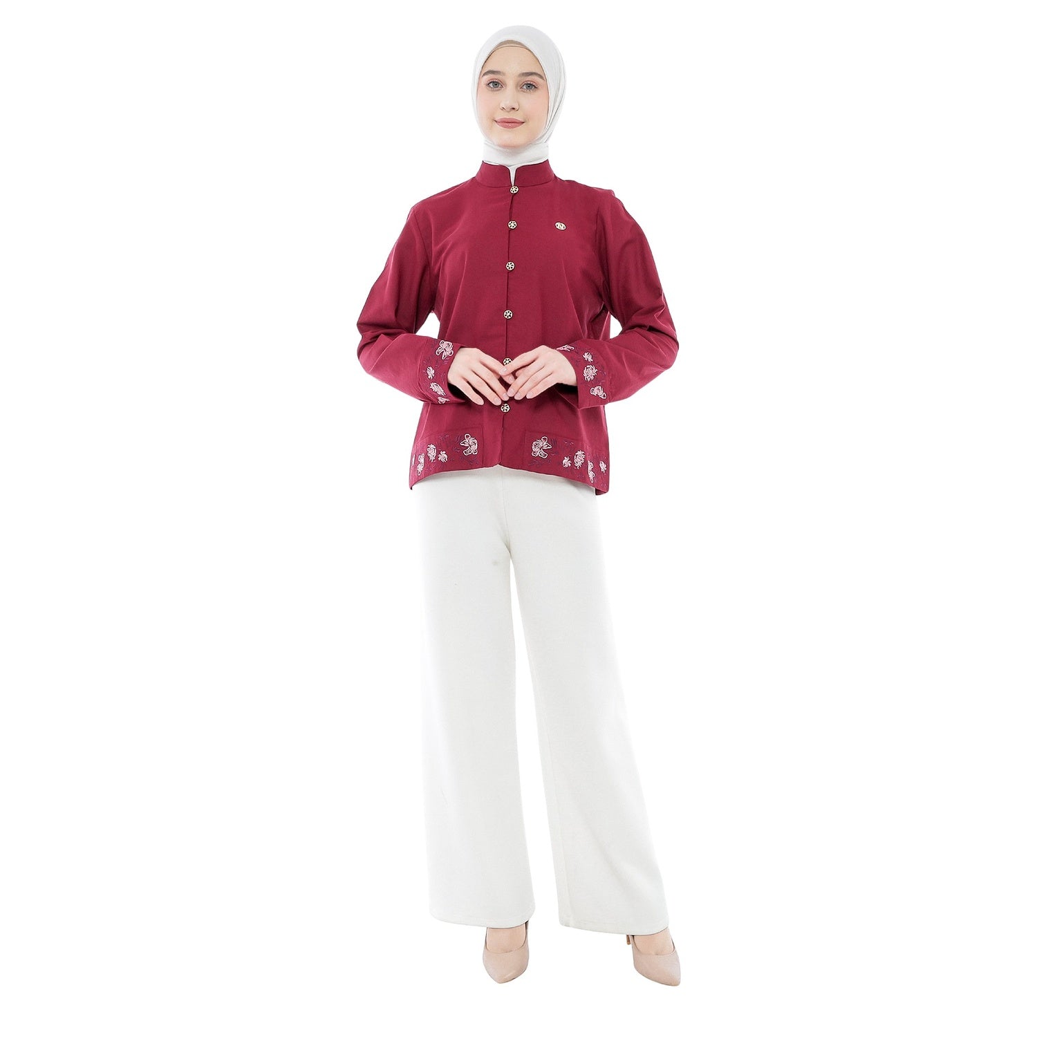 Embroidery Blouse - Maroon