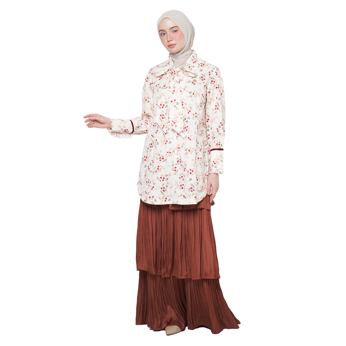 Floral Tunic Shirt – Cream