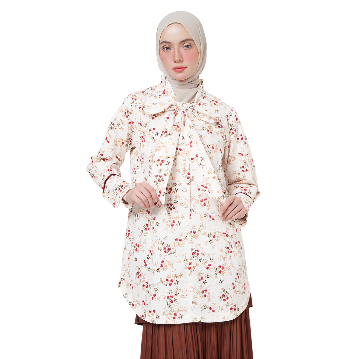 Floral Tunic Shirt – Cream
