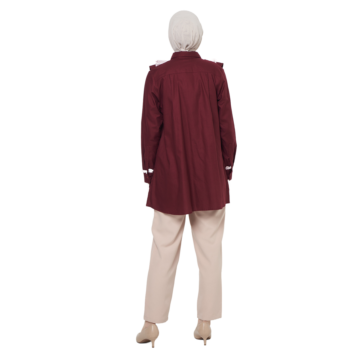 Ruffle Tunic Shirt – Maroon