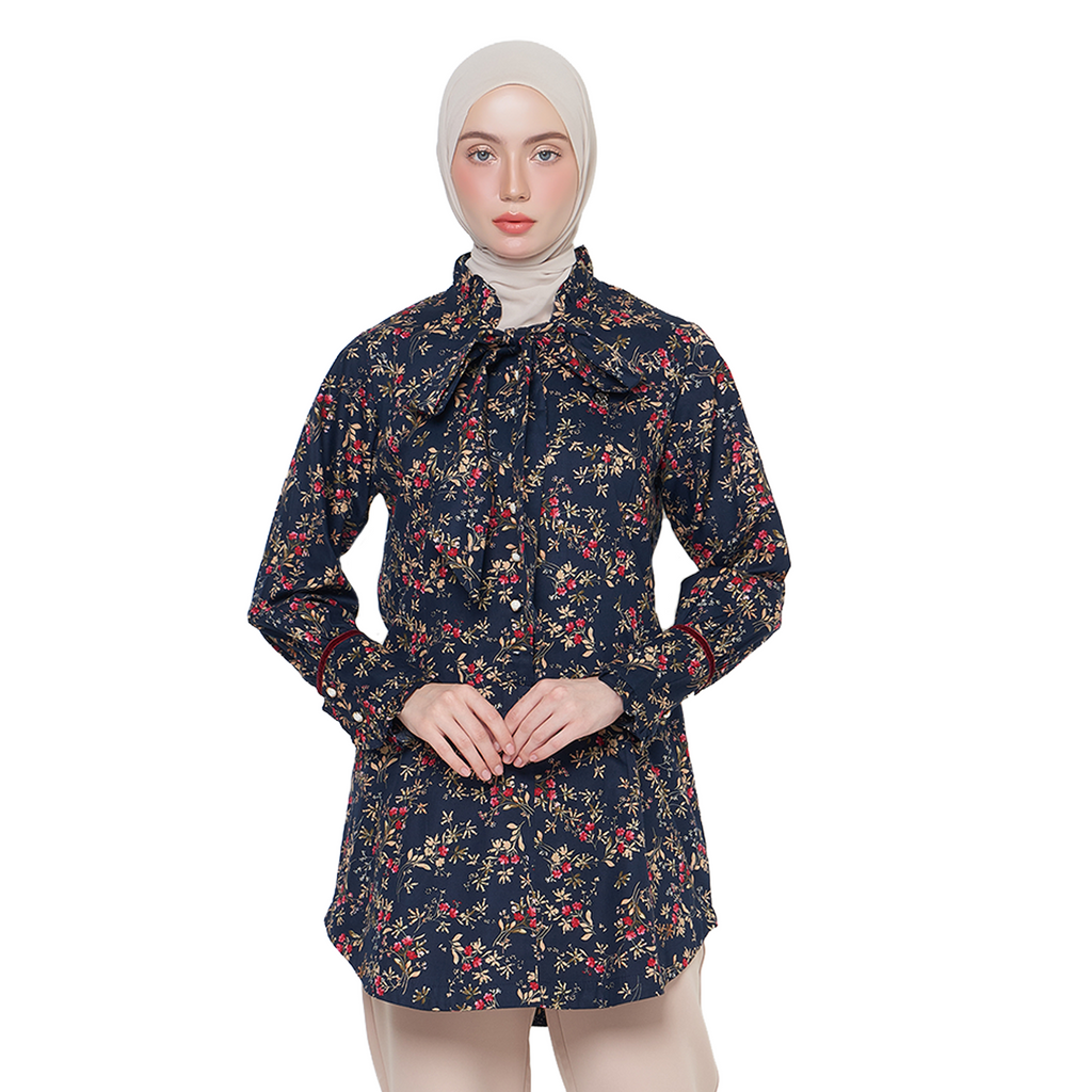 Floral Tunic Shirt – Navy