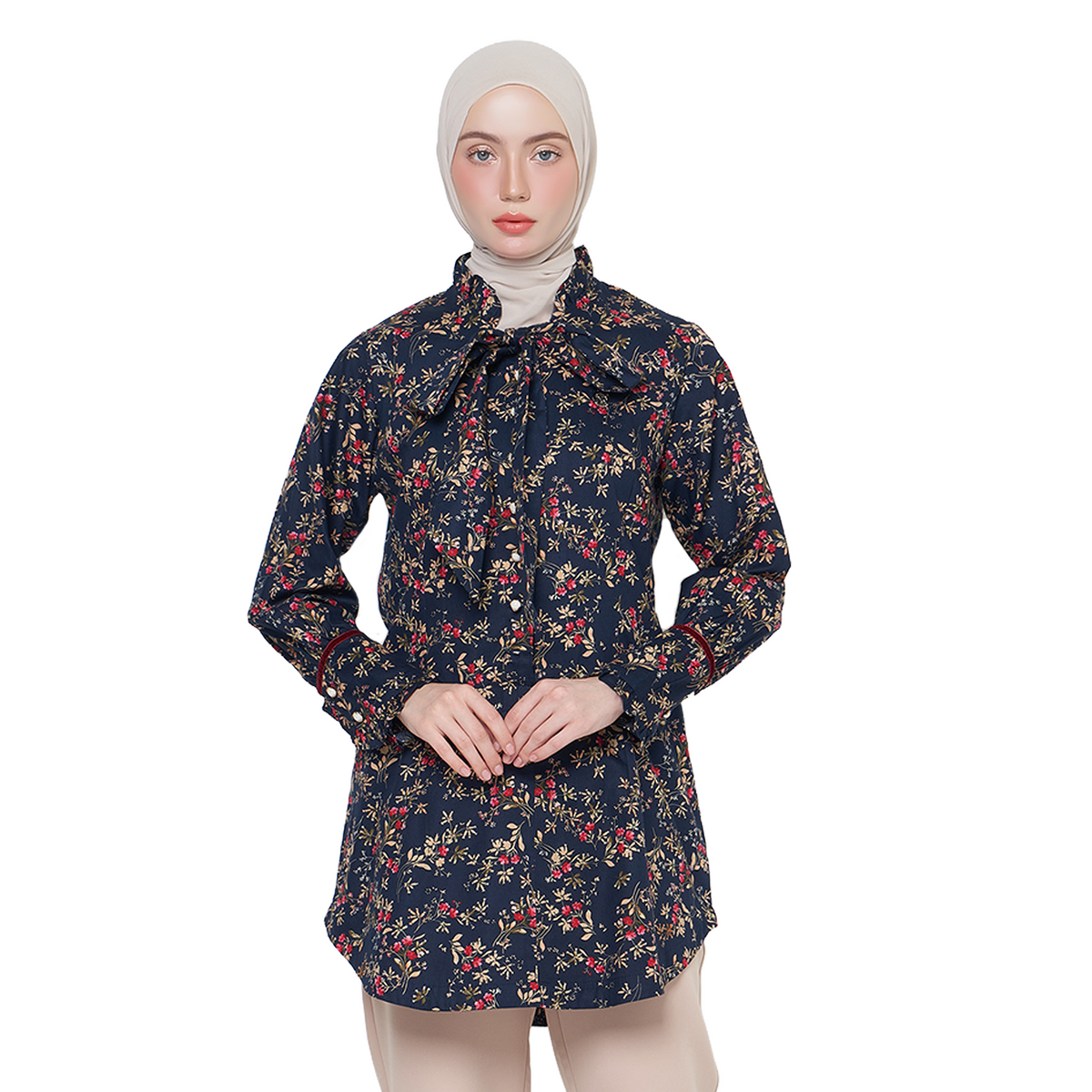 Floral Tunic Shirt – Navy