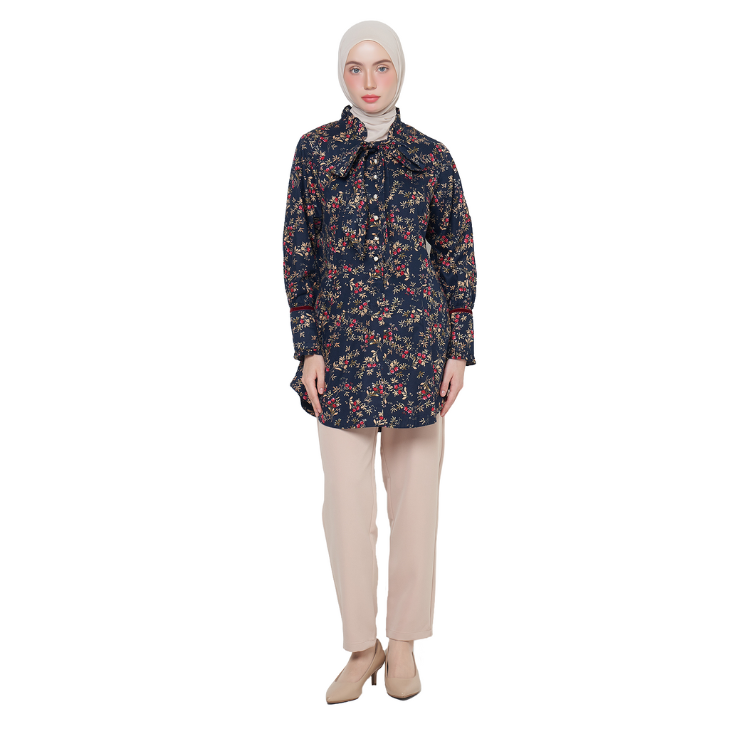 Floral Tunic Shirt – Navy