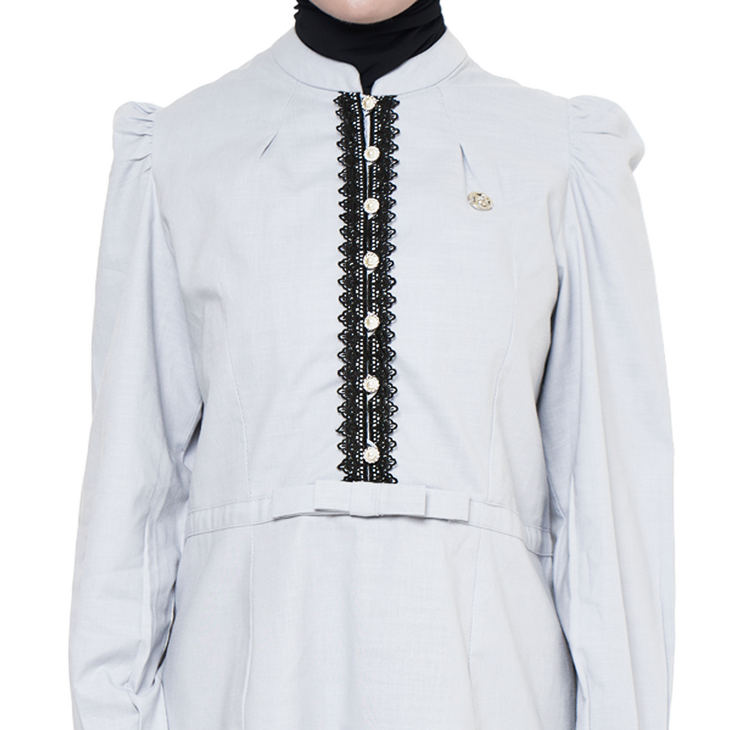 Lace Tunic Blouse - Grey