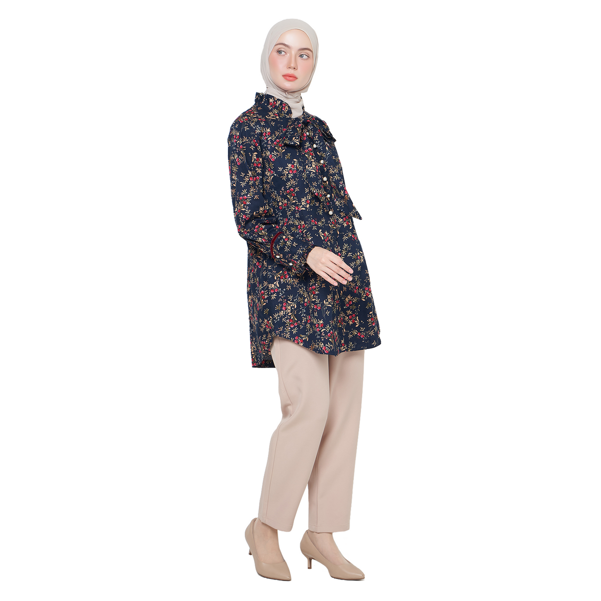 Floral Tunic Shirt – Navy