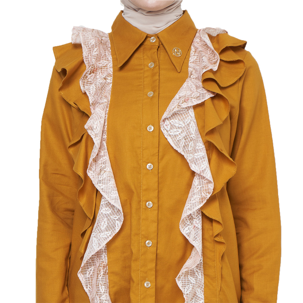 Ruffle Tunic Shirt – Mustard