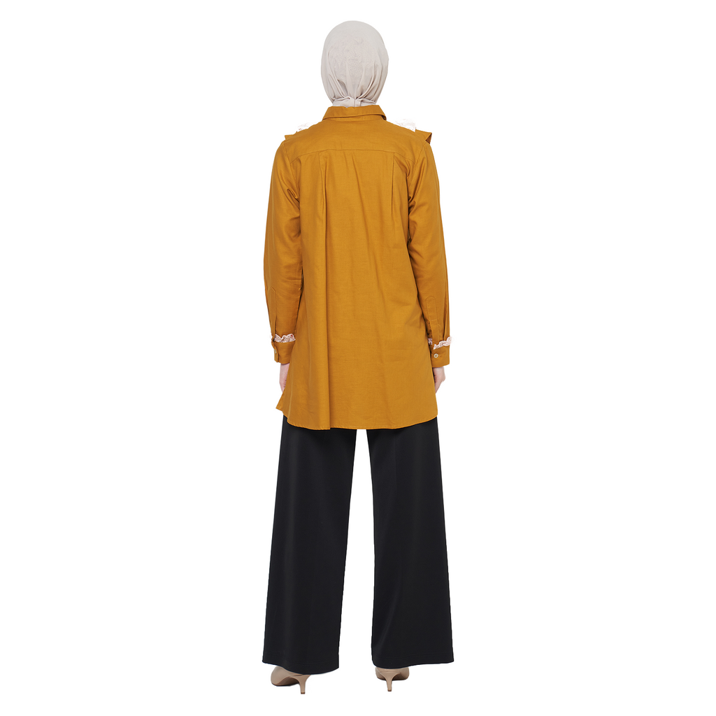 Ruffle Tunic Shirt – Mustard