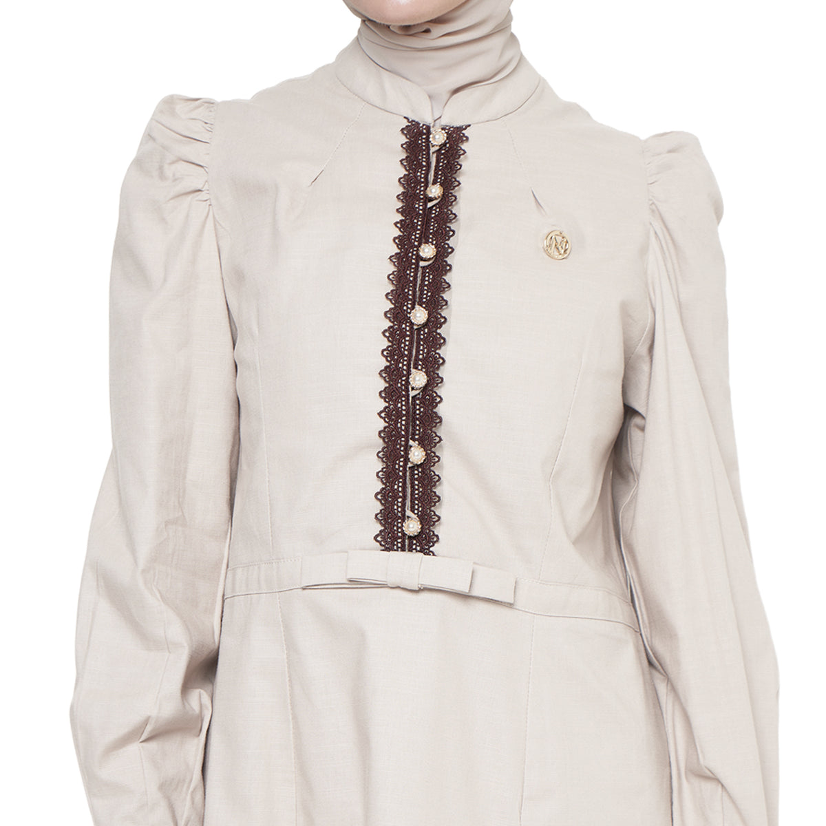 Lace Tunic Blouse - Taupe