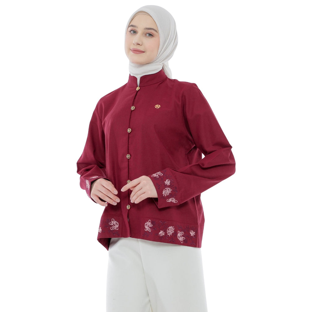 Embroidery Blouse - Maroon