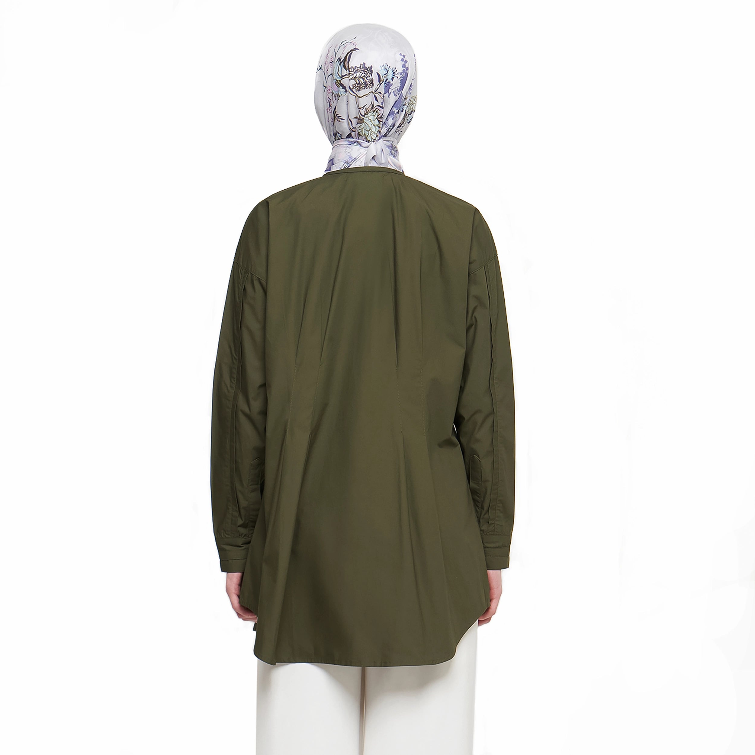 Olive Top with Body Pleats