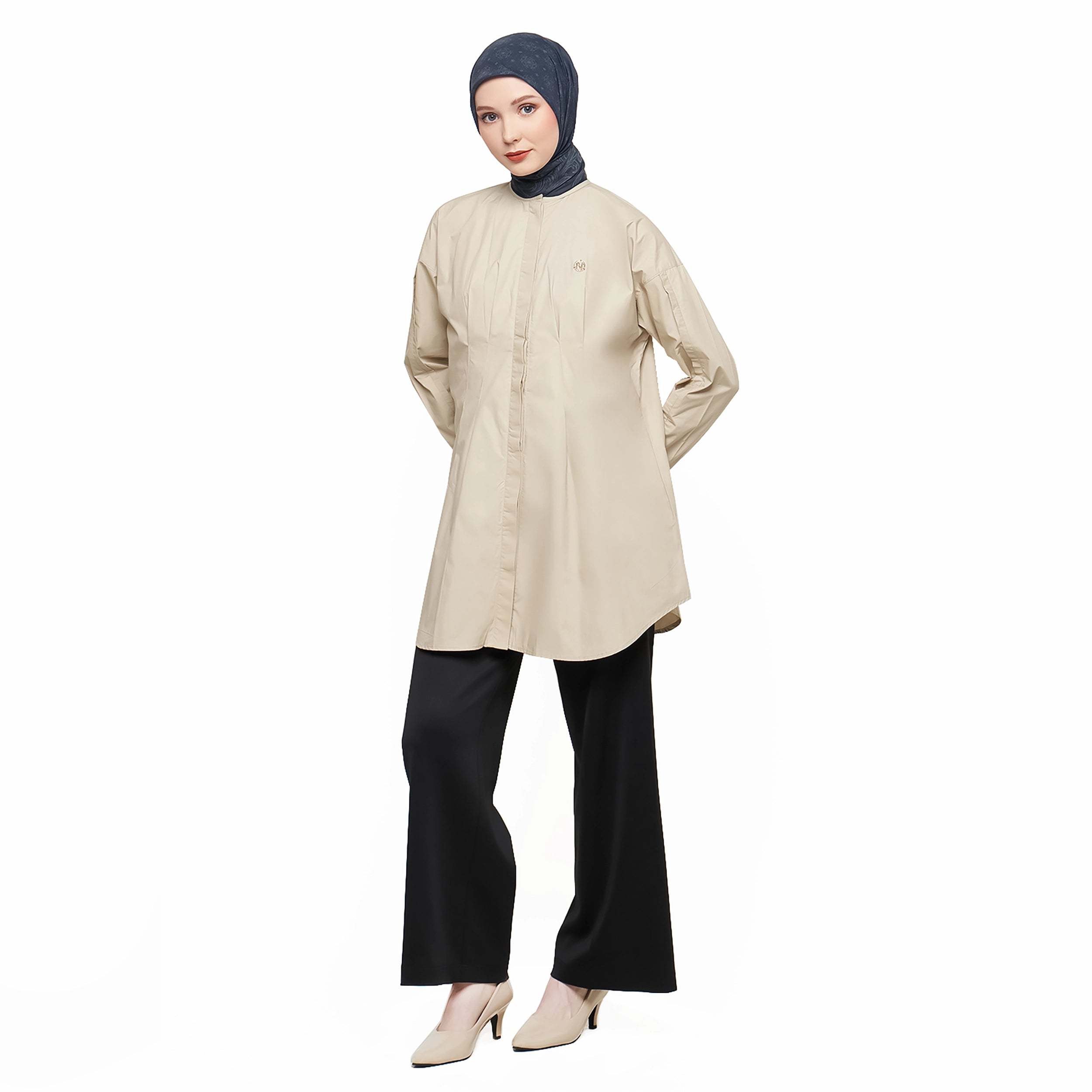 Cream Top with Body Pleats