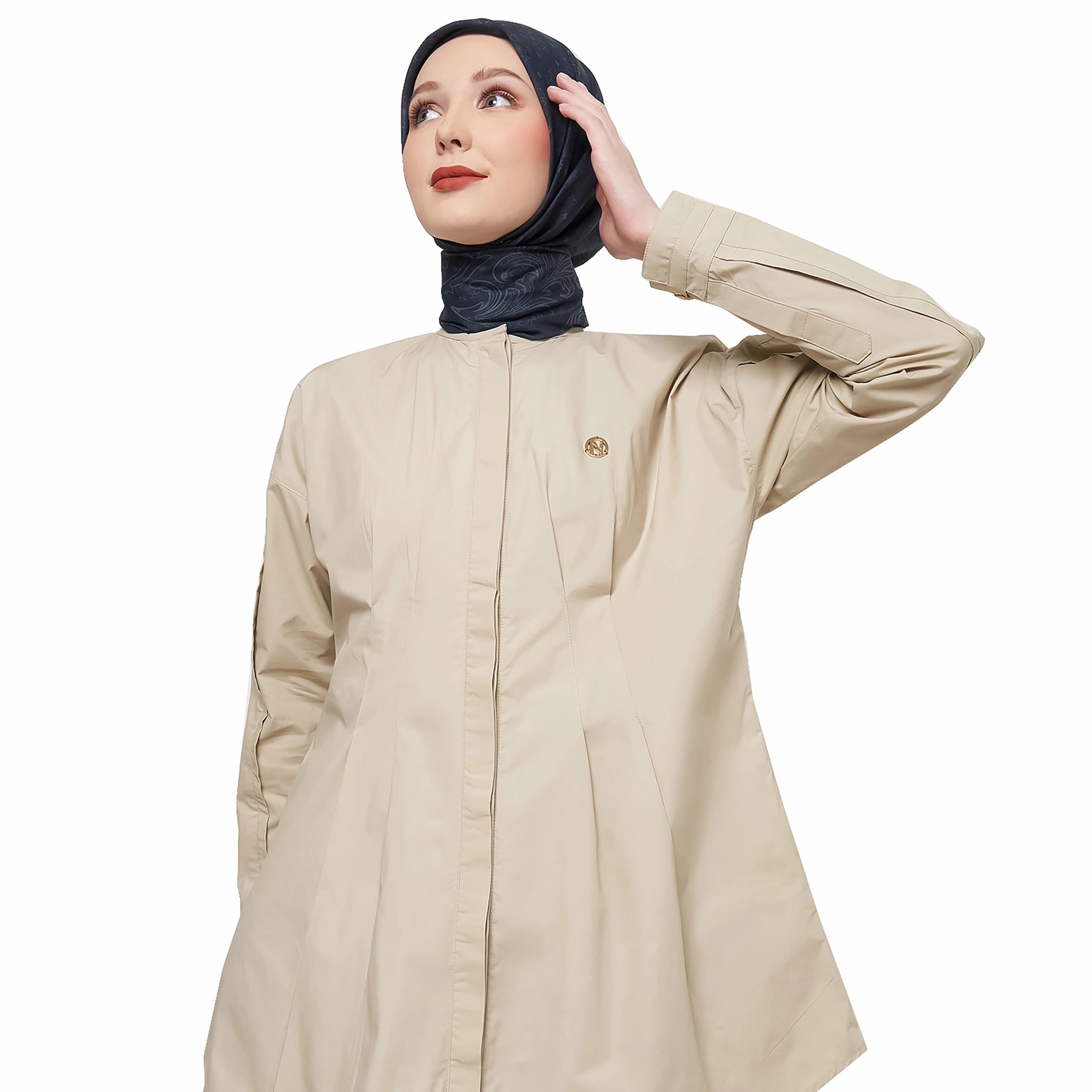 Cream Top with Body Pleats