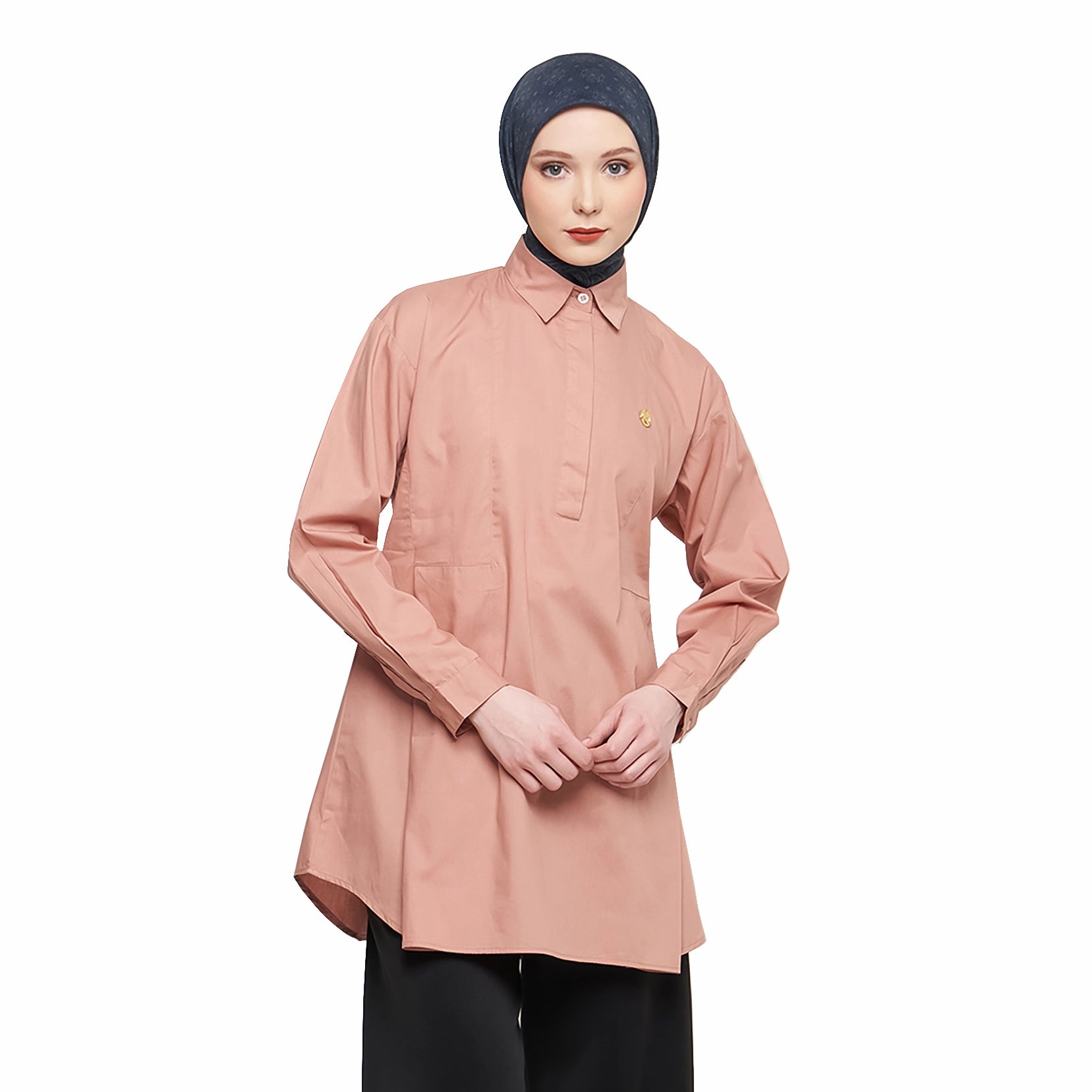 Dark Peach Shirt with Half Placket