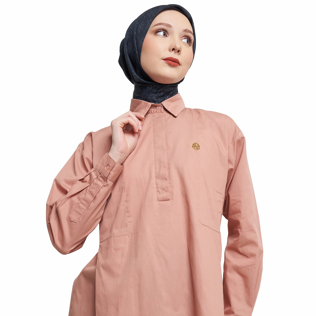 Dark Peach Shirt with Half Placket