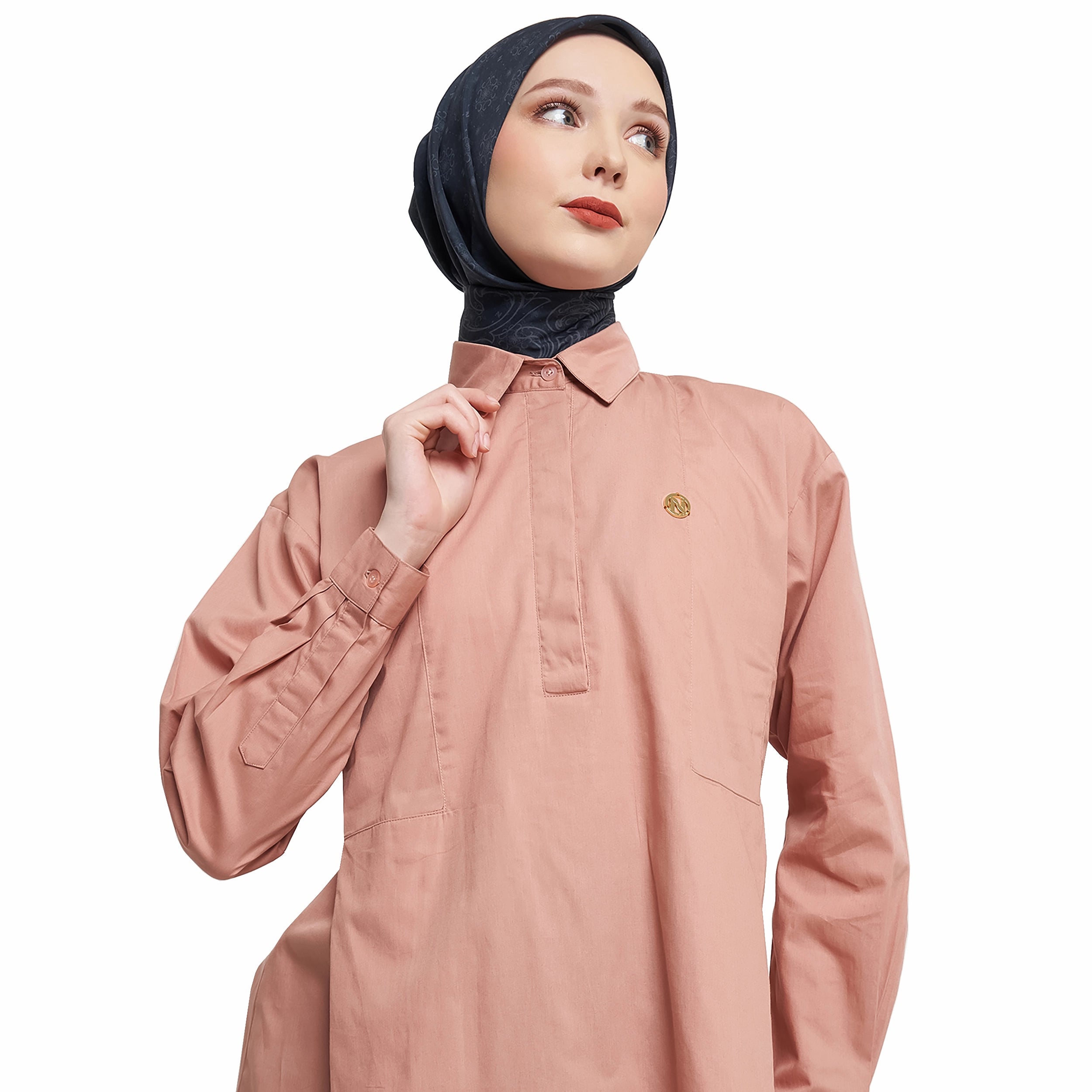Dark Peach Shirt with Half Placket