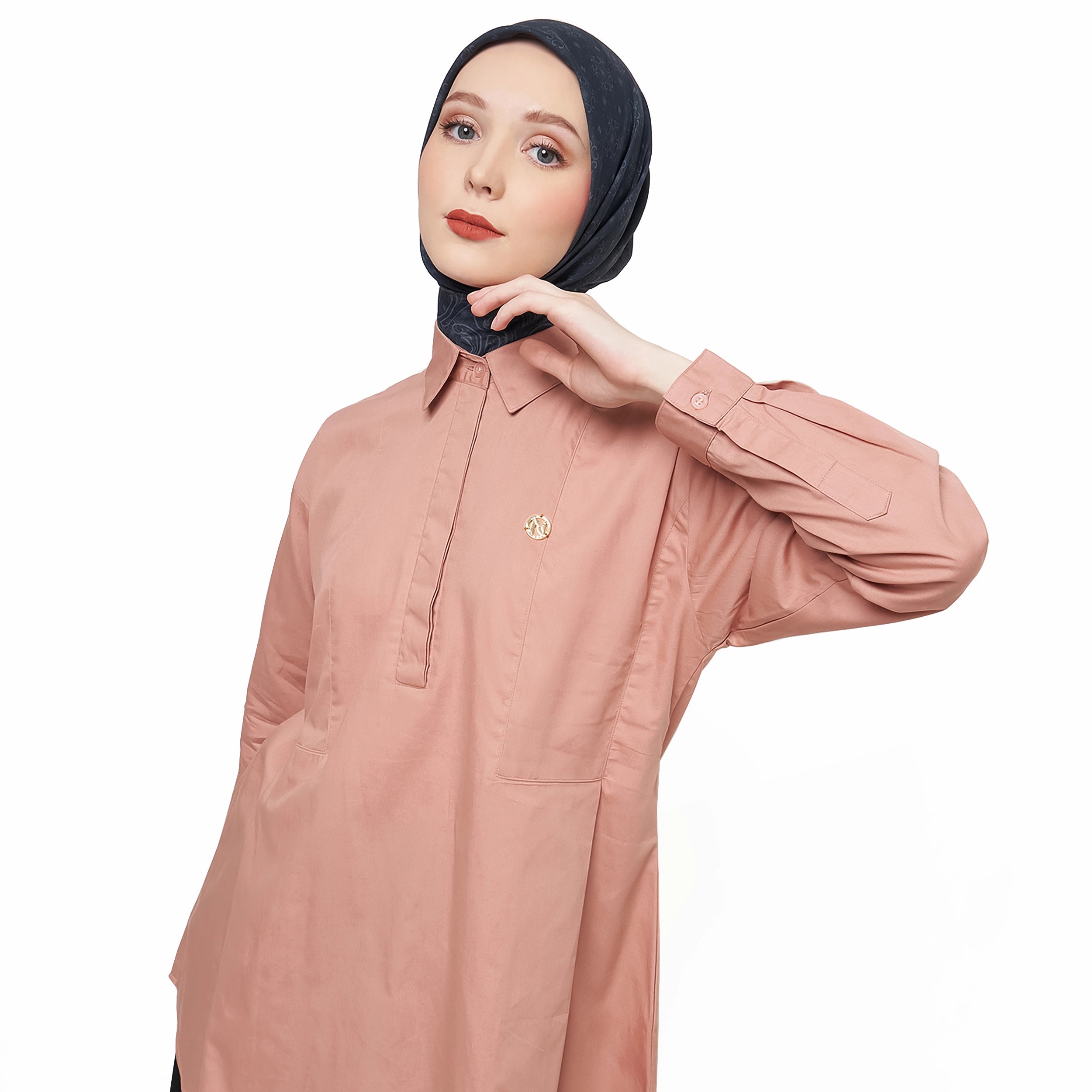 Dark Peach Shirt with Half Placket
