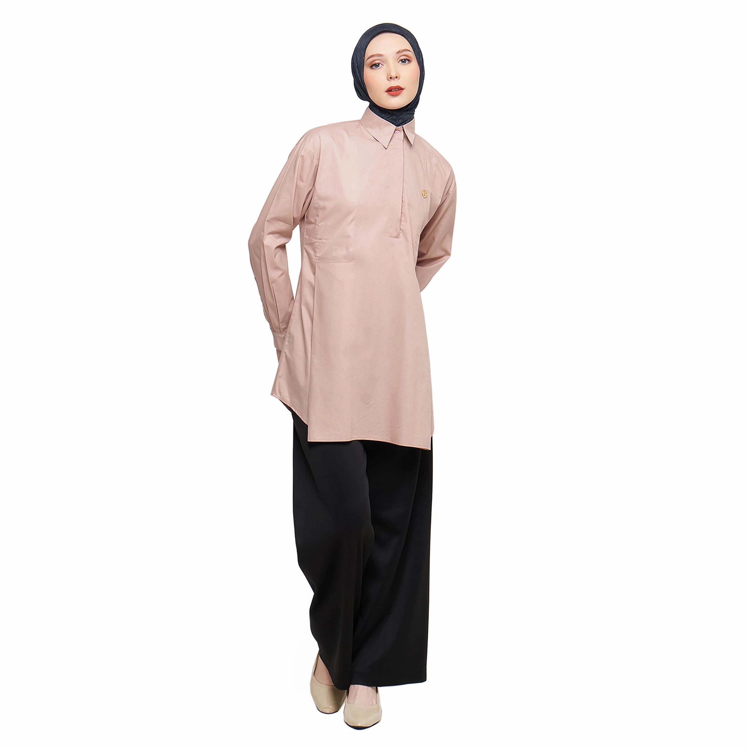 Peach Coral Shirt with Half Placket