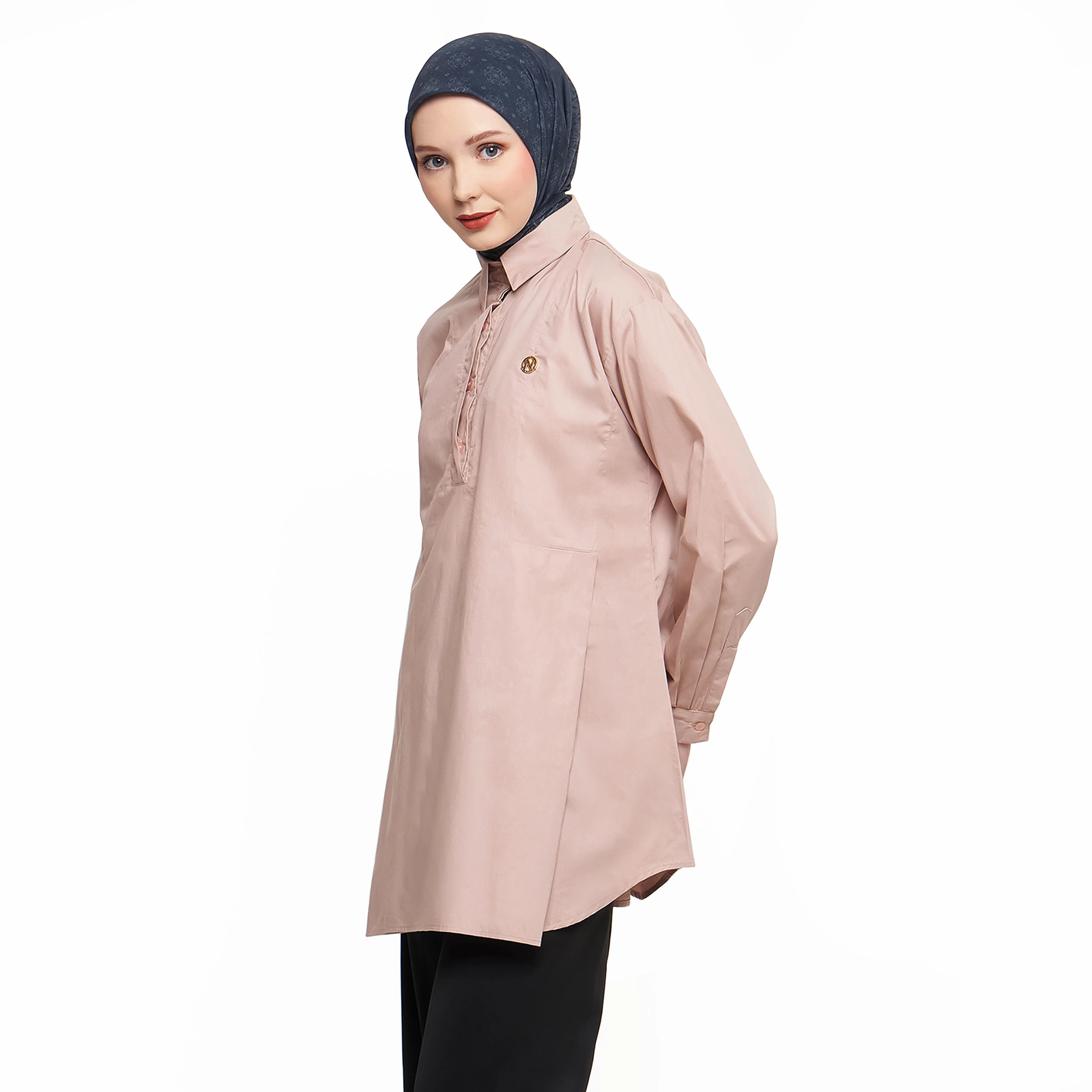 Peach Coral Shirt with Half Placket