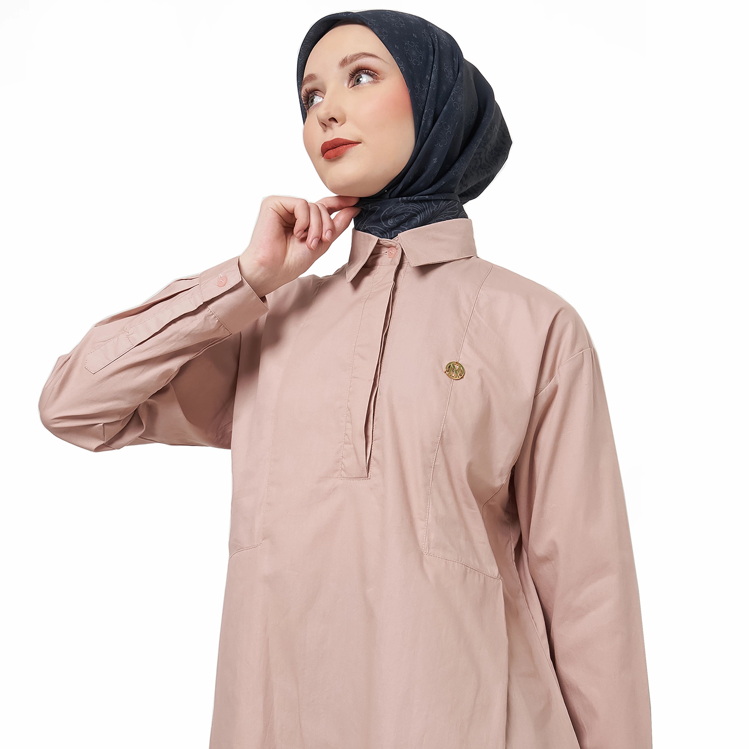 Peach Coral Shirt with Half Placket