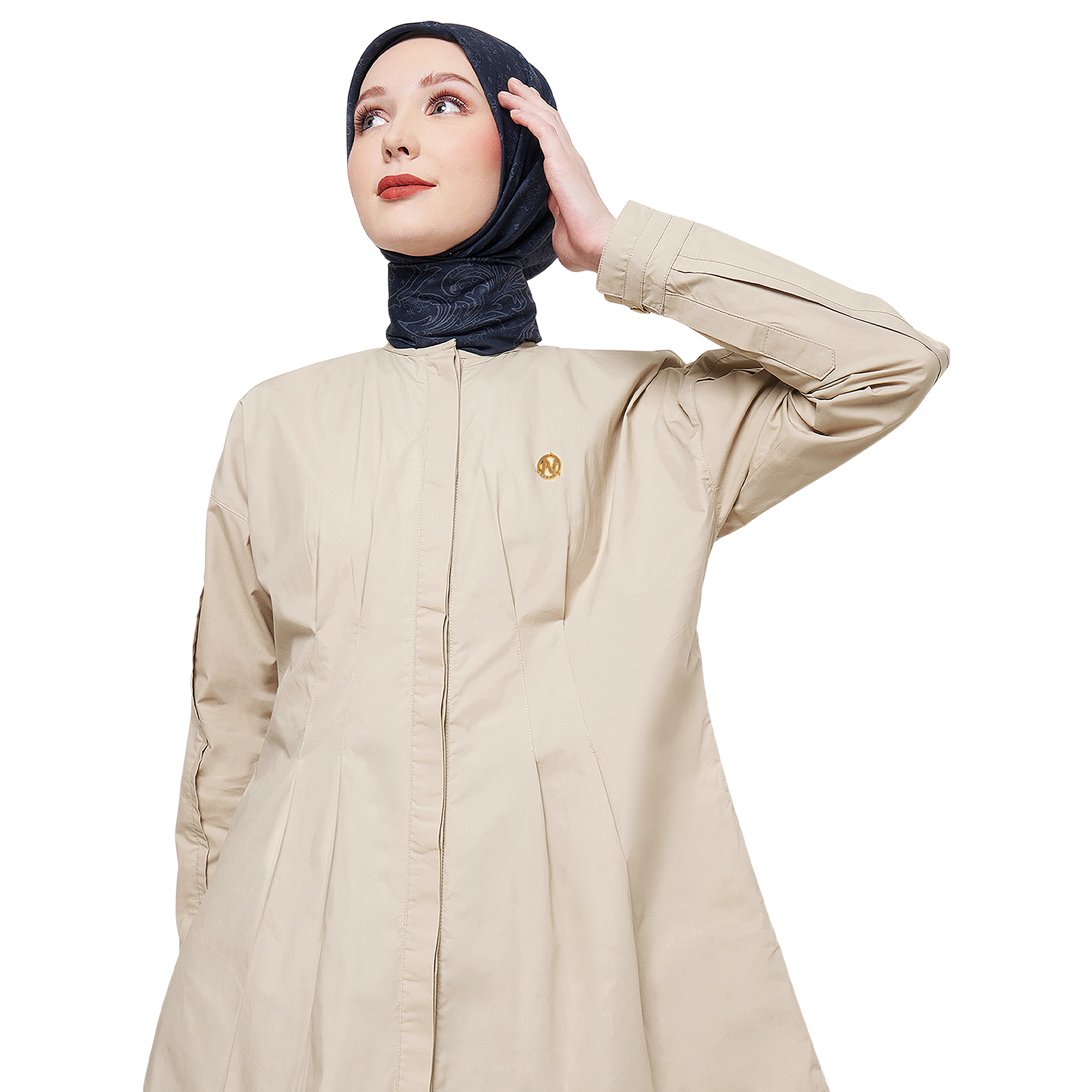 Cotton Blouse with Body Pleats - Cream