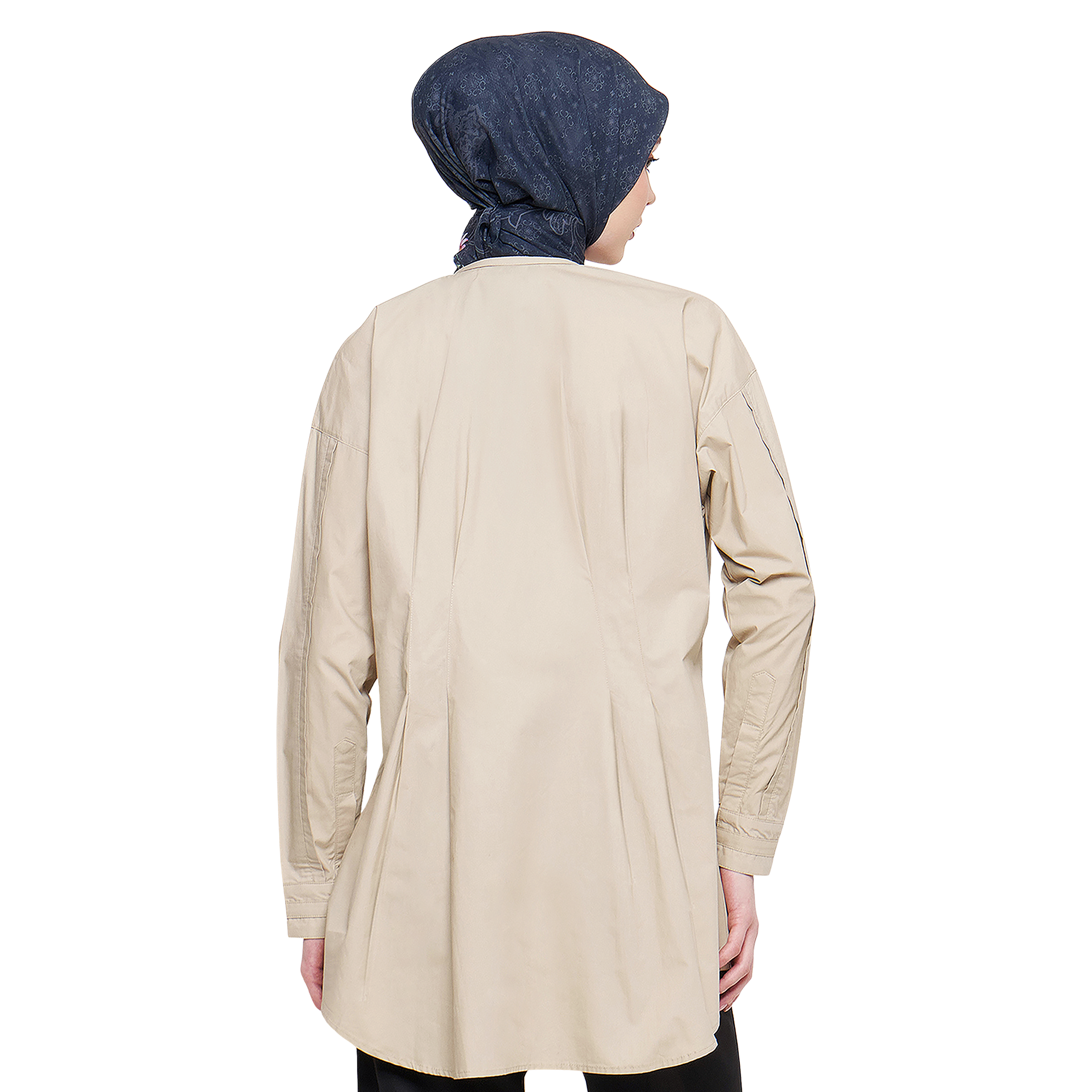 Cotton Blouse with Body Pleats - Cream