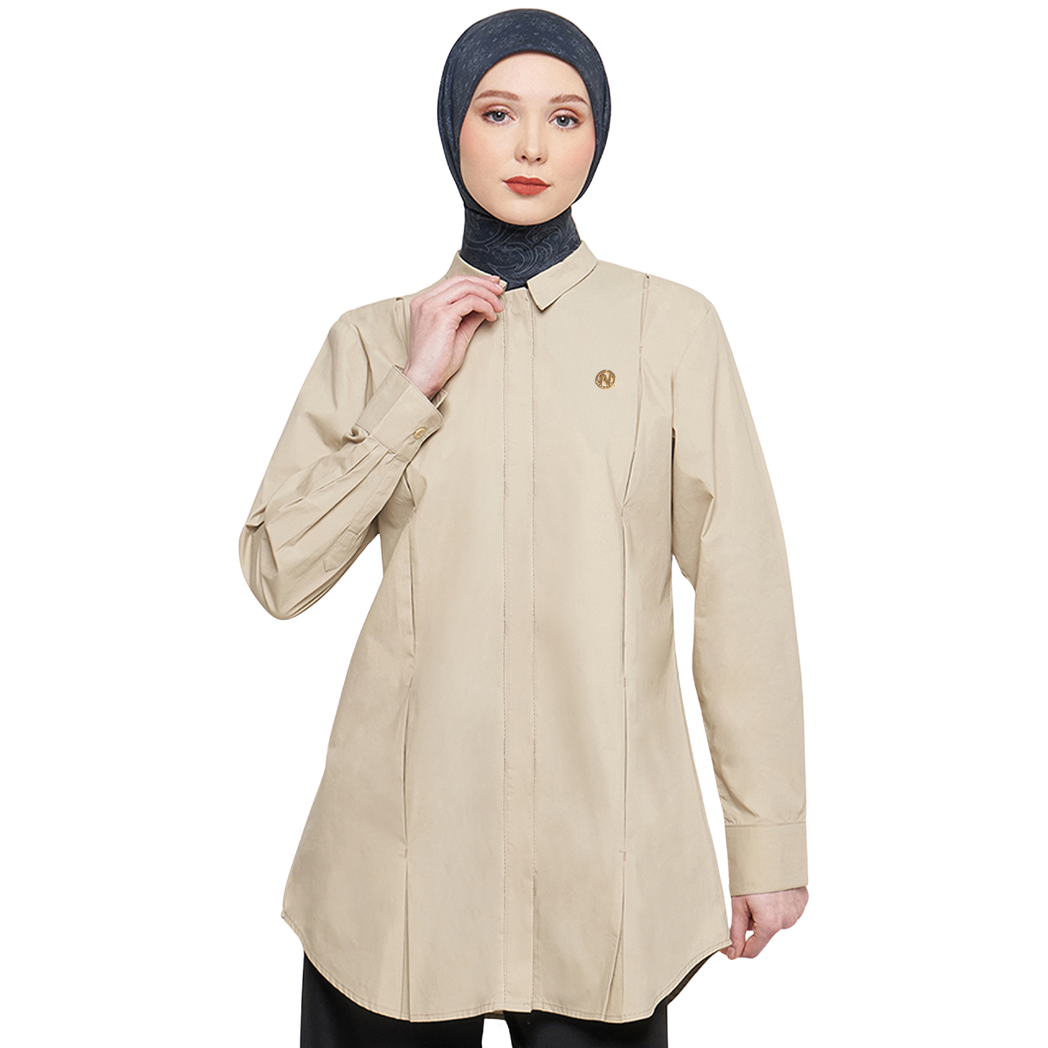 Cotton Firmed Shirt with Bartack - Cream