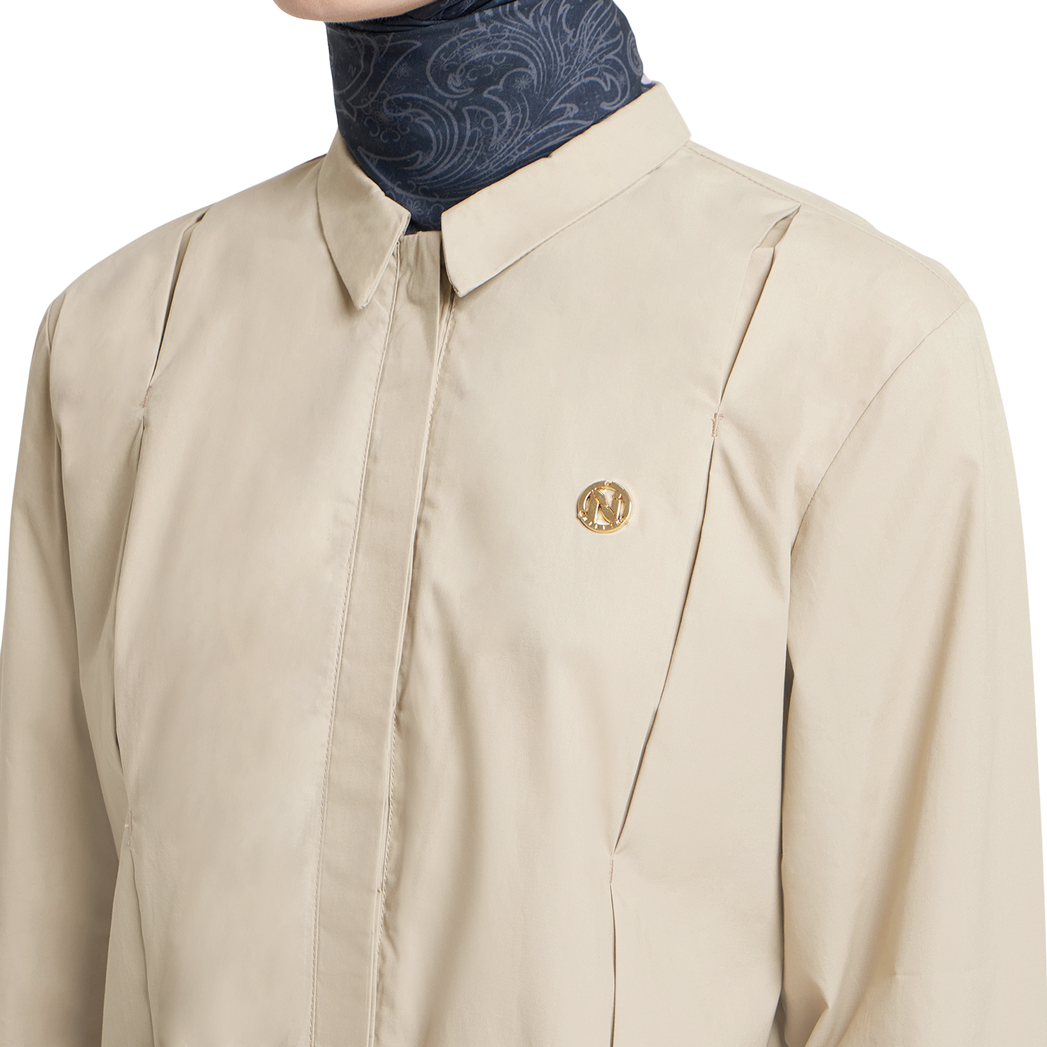 Cotton Firmed Shirt with Bartack - Cream