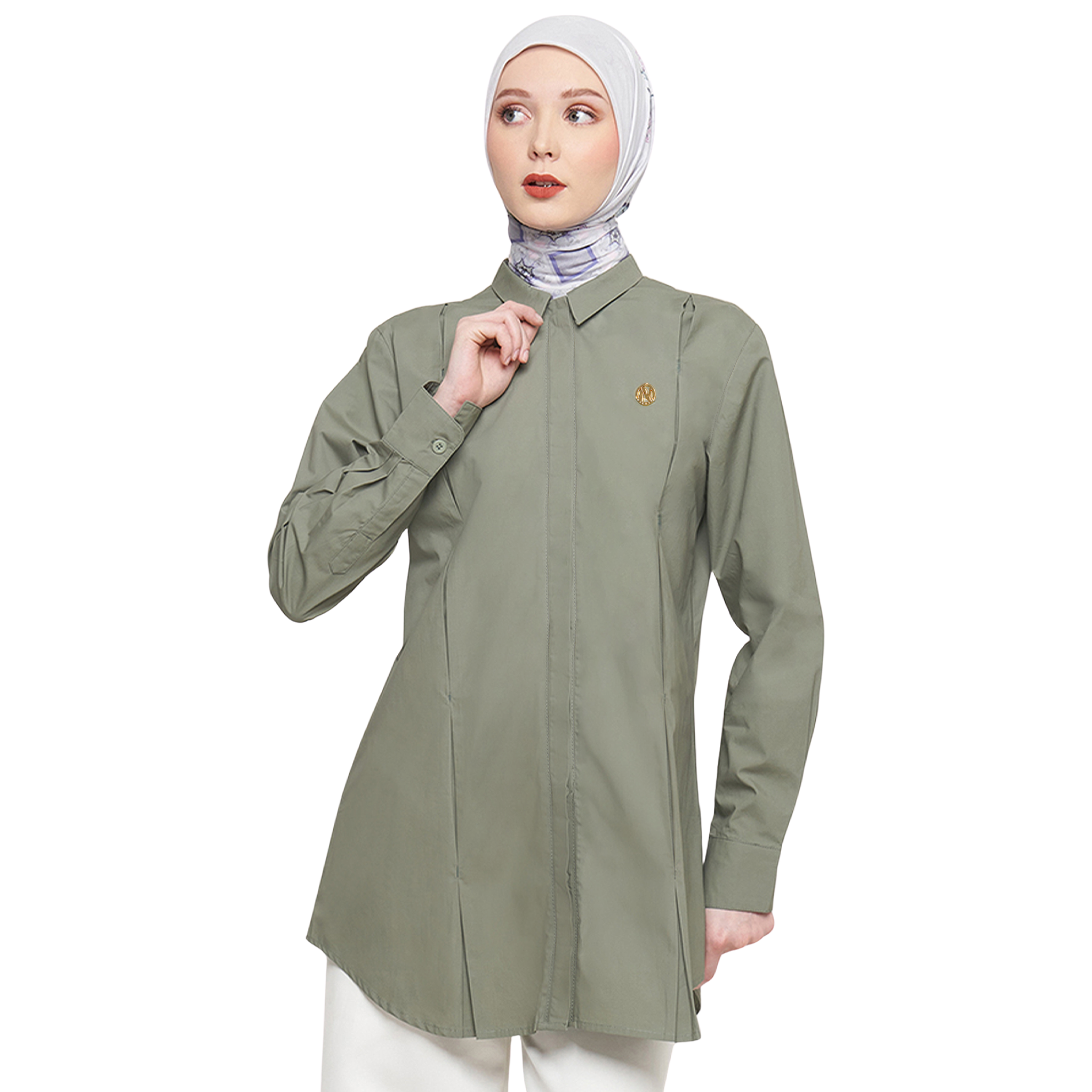 Cotton Firmed Shirt with Bartack - Green