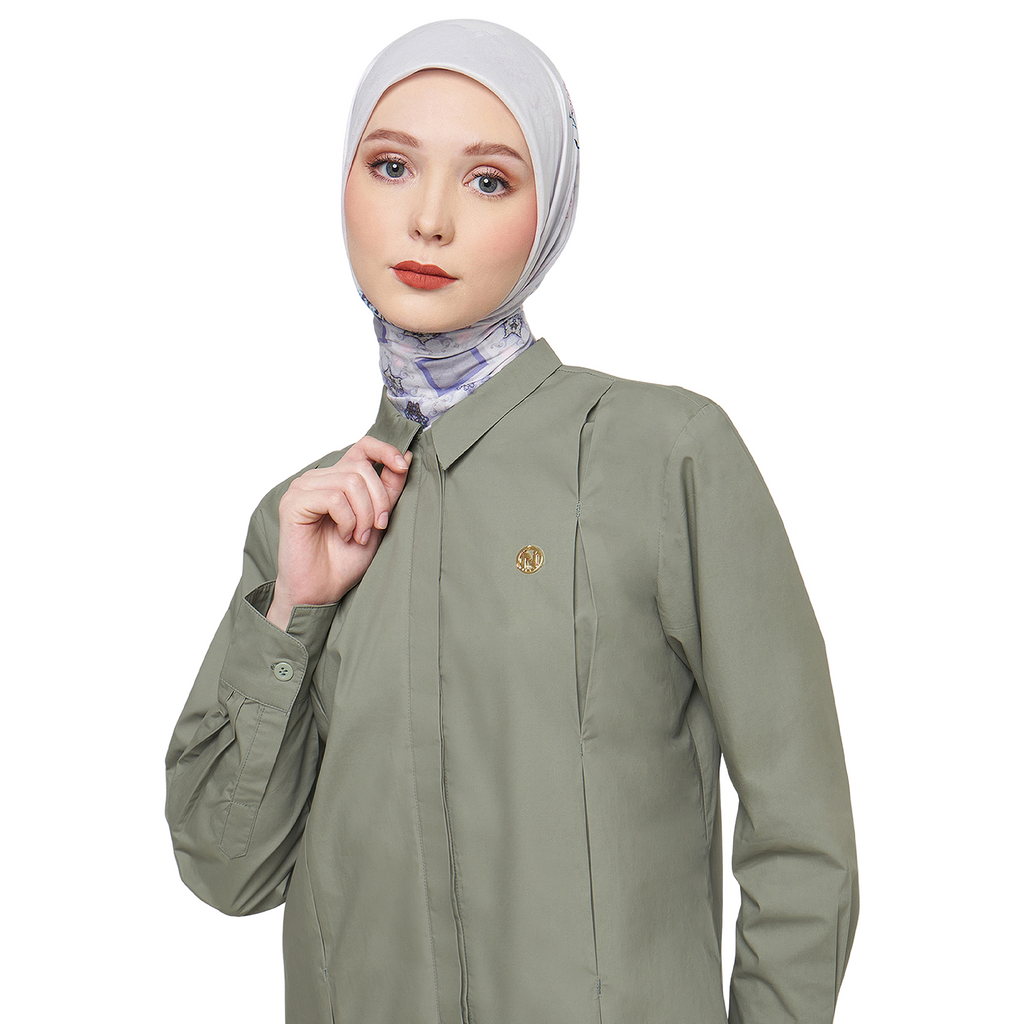 Cotton Firmed Shirt with Bartack - Green