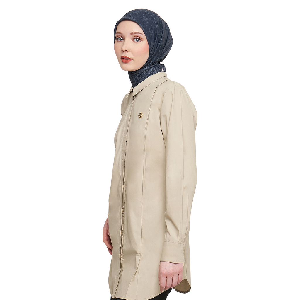 Cotton Firmed Shirt with Bartack - Cream