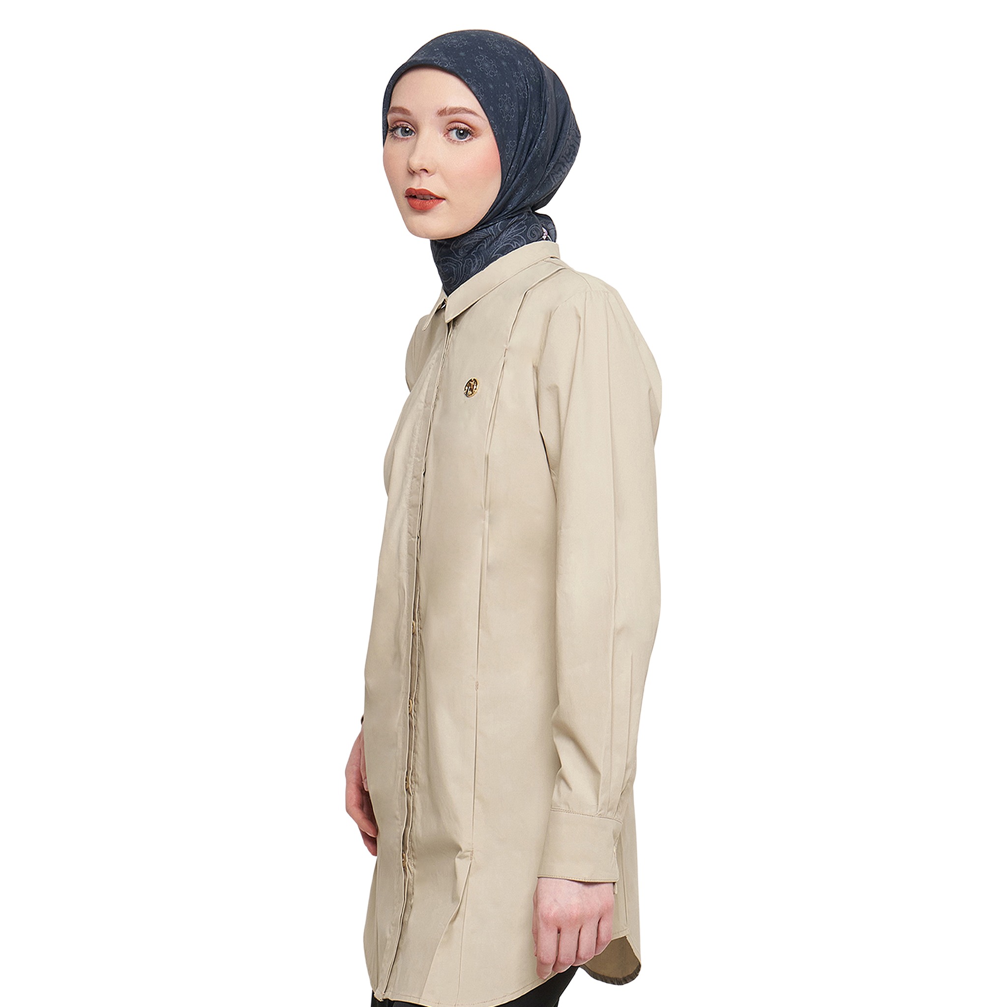 Cotton Firmed Shirt with Bartack - Cream