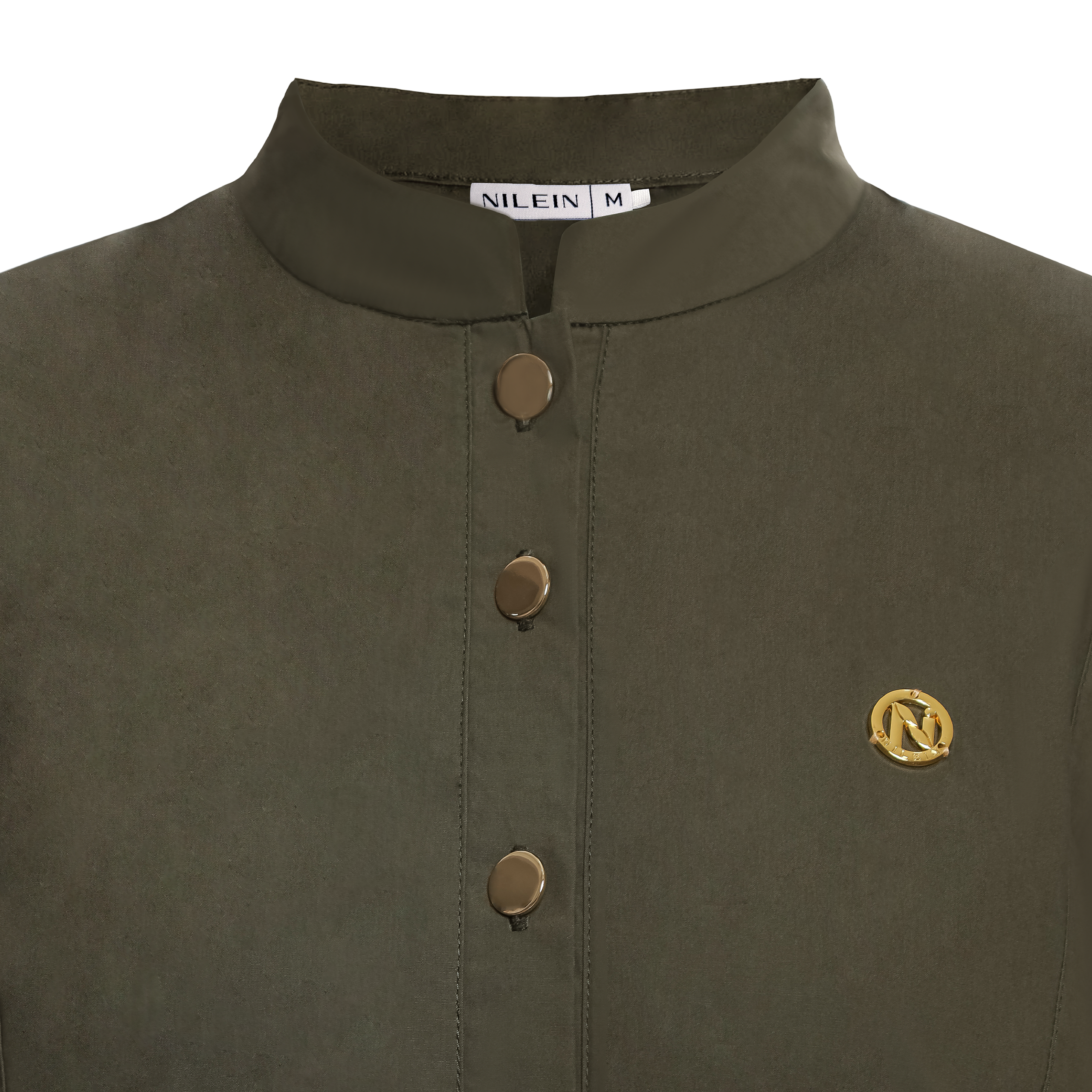 Cotton Long Dress with Puff Sleeve - Olive Green